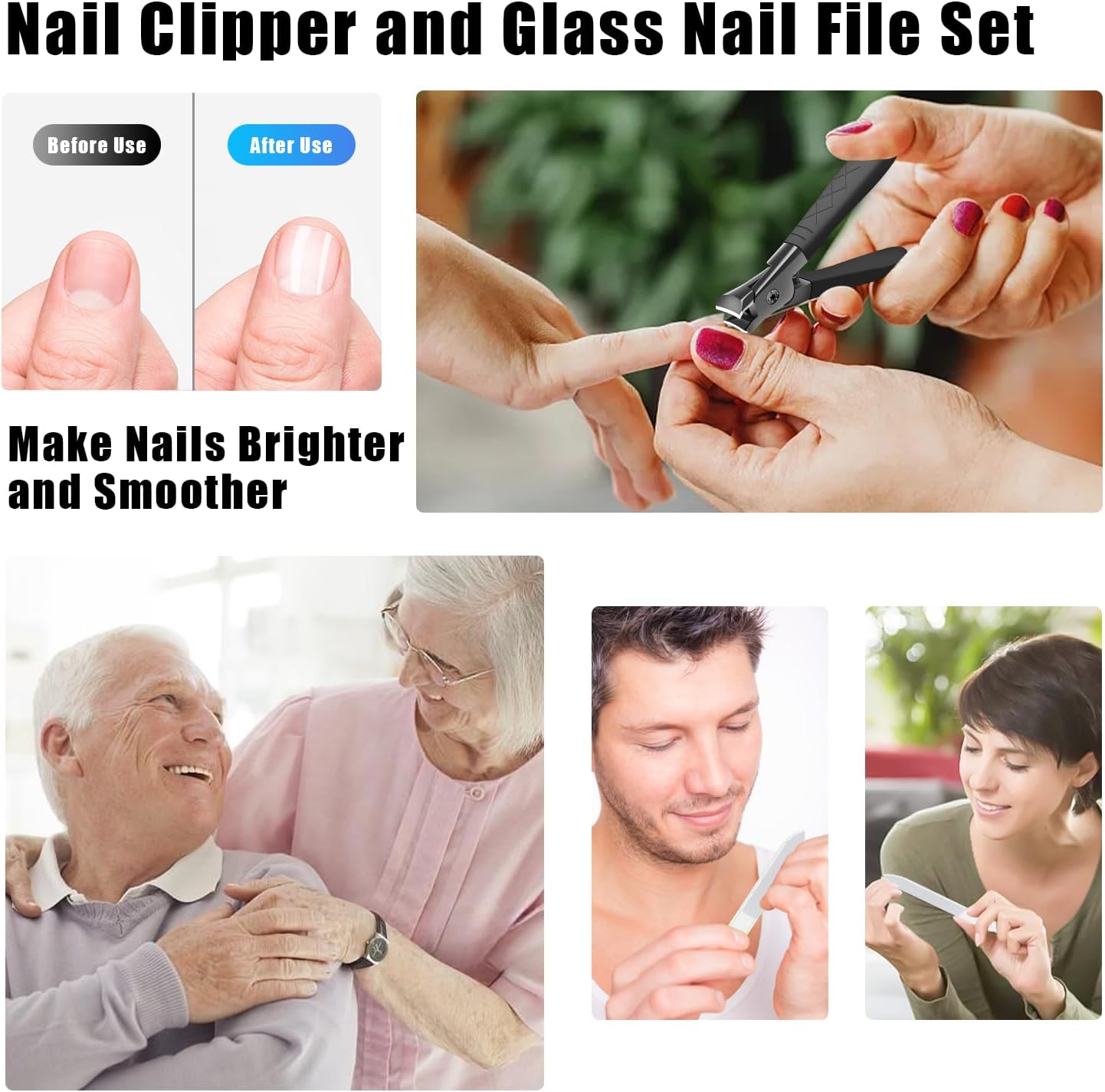 Professional Nail Clippers for Thick Toenails - Ultra Sharp, Anti-Slip Set With Long Handle for Men, Women and Seniors - Stainless Steel Large Clippers