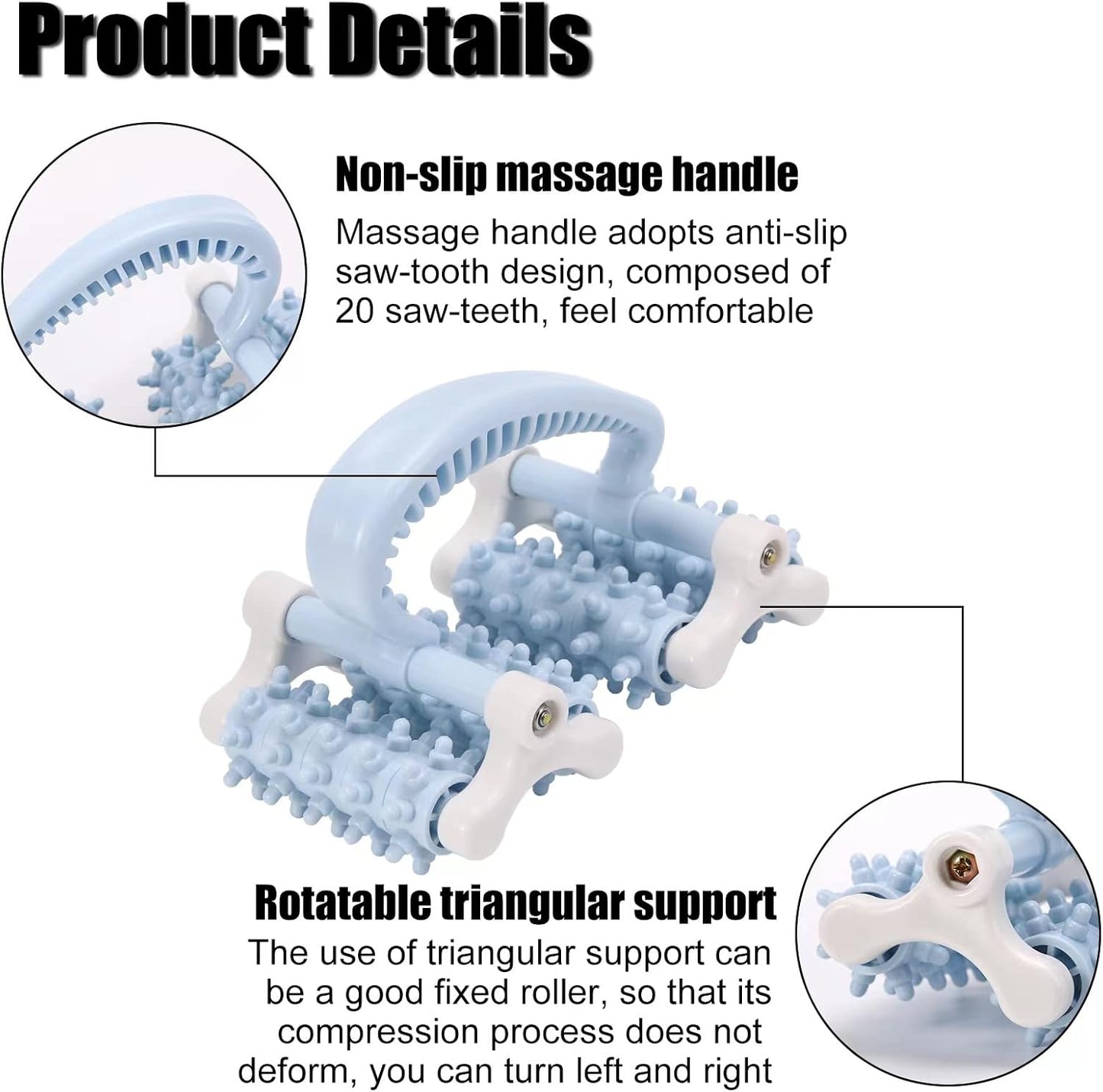 olelo Fascia Blaster, Fascia Blaster for Cellulite, Massage Roller with 20 Wheels for Deep Tissue Myofascial Release, Muscle Roller Stick Relieves Back, Neck, Leg Pain, Blue