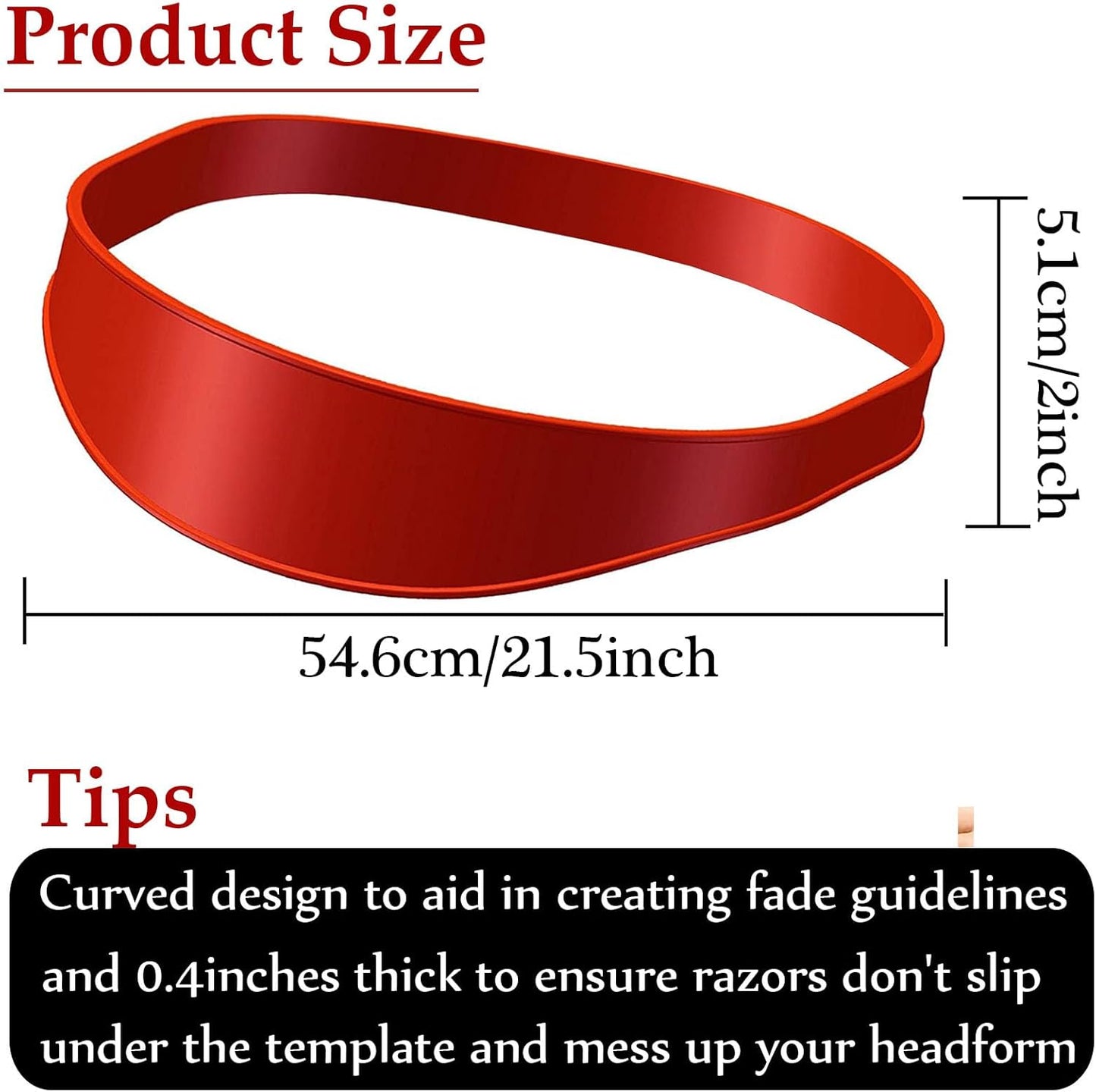 Neckline Shaving Template and Hair Trimming Guide, High-Grade Curved Silicone Headband for DIY Home Hair Trimming and Cutting,Home Haircuts Fade and Taper Guide for Clippers-(Red 1)