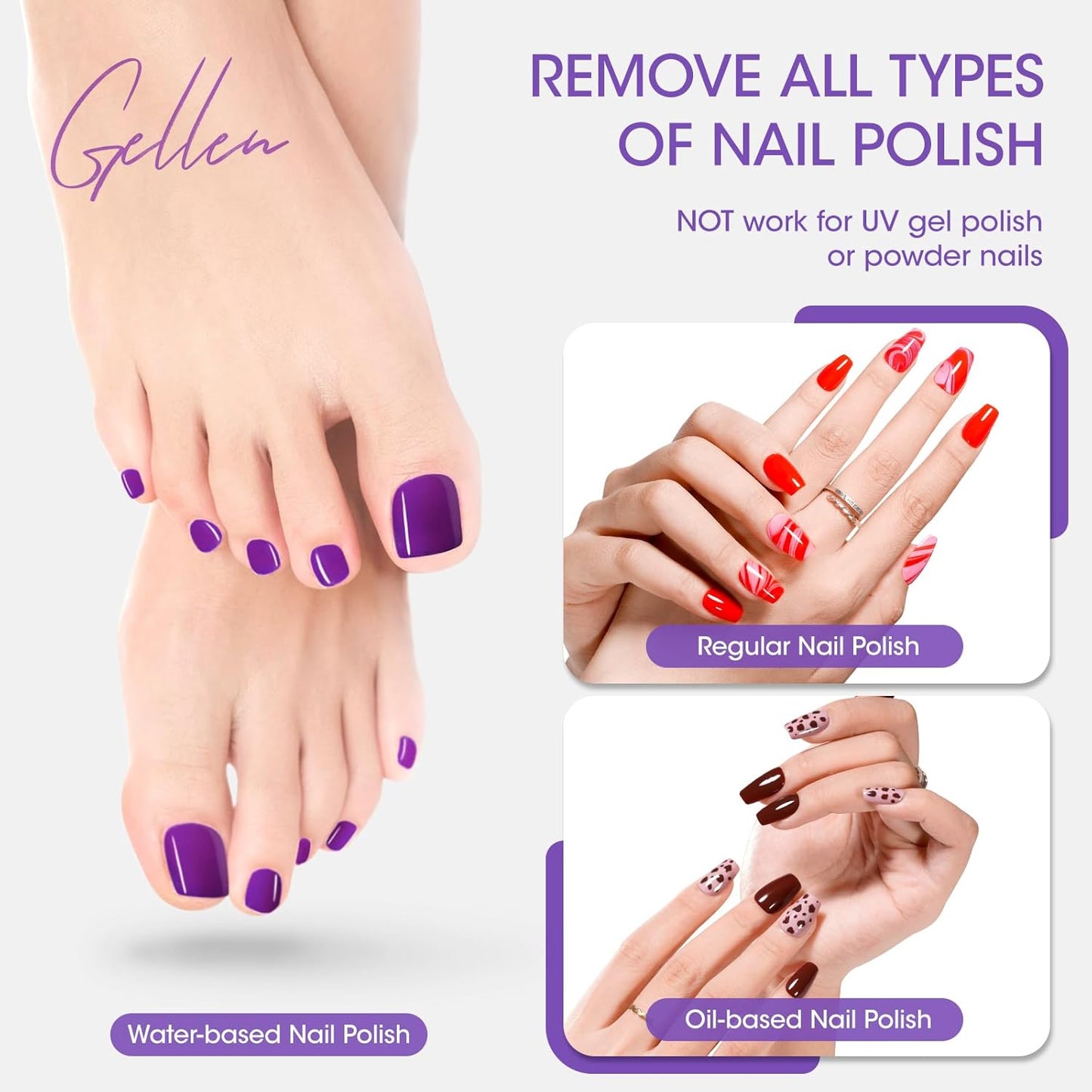 Gellen Nail Polish Remover Pads, Non-Acetone Nail Polish Remover Wipes, 140pcs Travel Size Nails Wets Bulk Set, No Leakage, Long-lasting Stable Formula For 5+ Months, Lavender Sent