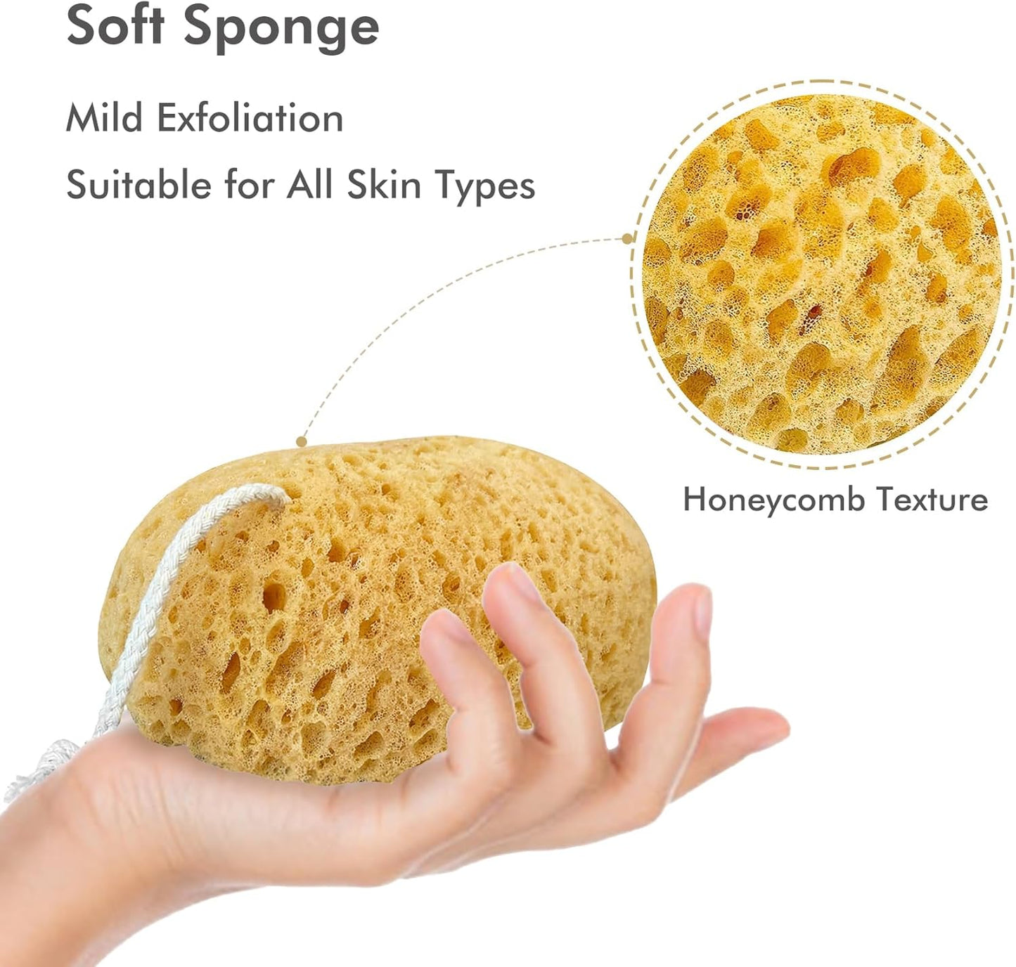 Bath Sponges for Shower, Azymi 4-Pack Sponge Bath for Women Men, Exfoliating Sponge Body Puff with Dense Foam for Gentle & Deep Cleansing, Ultra-Soft for Sensitive Dry Skin
