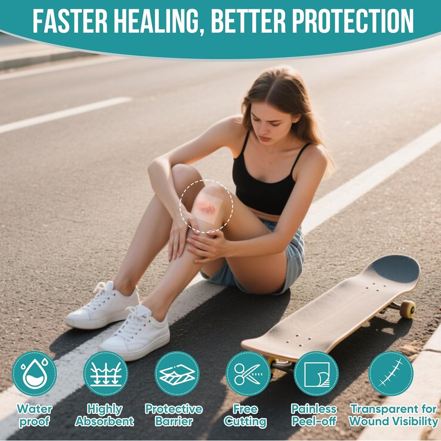 40 Pack Hydrocolloid Wound Dressing 4" x 4", Hydrocolloid Patch Bandages with Self-Adhesive, Bed Sore Bandages, Highly Absorbent for Burn, Blister, Acne Care, Sterile and Waterproof