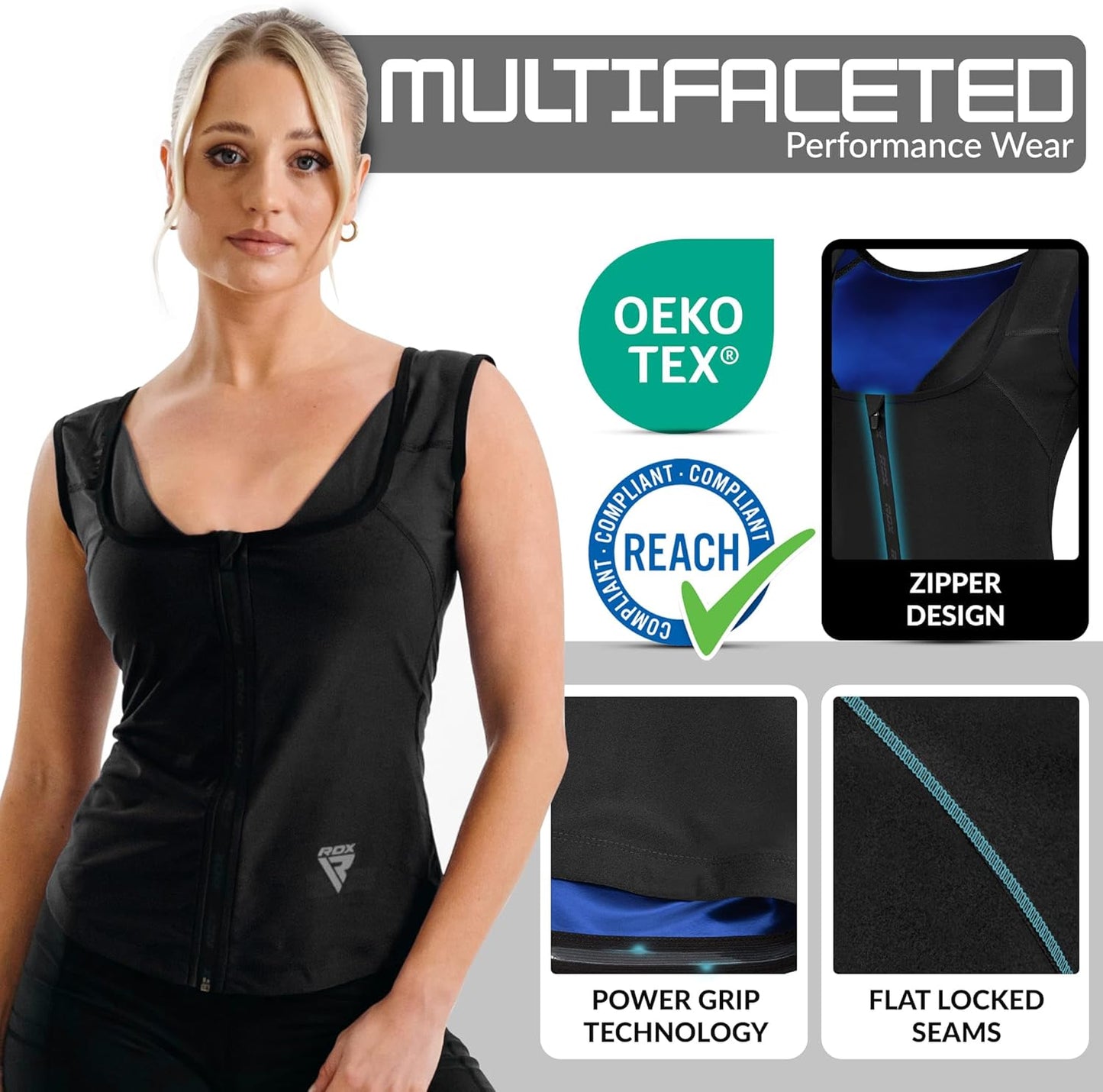 RDX Women’s Sauna Vest Heat Trapping Sweat Waist Trainer - Reach Oeko TEX 100 Certified Body Shaper
