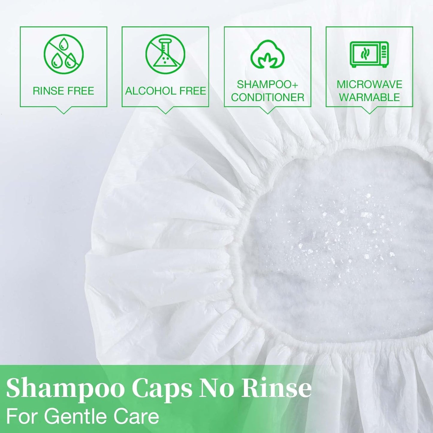 Shampoo Caps No Rinse Waterless Hair Washing Shower Caps 12 Packs for Elderly, Women, Hospital, Camping