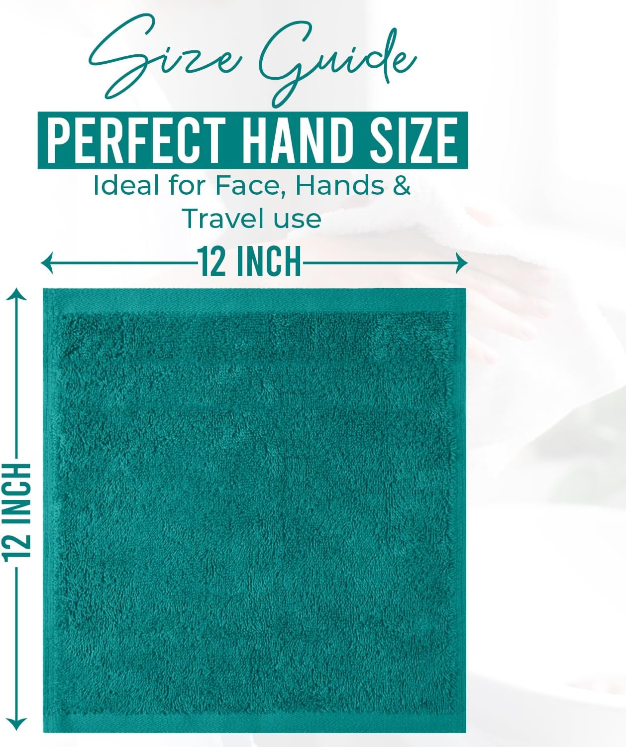DAN RIVER 100% Cotton Wash Cloths 24 Pack [12x12] Soft & Absorbent Soft face Towels, Gym, Hotels & Spa Perfect for Everyday Use Fingertip Towels, Teal