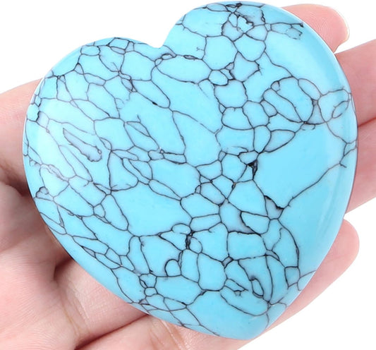 MAIBAOTA 60 mm Green Turquoise Crystals Large Heart Stone Healing Crystals Natural Crystal Heart Reiki Gemstone Polished Heart Shaped Rocks Meditation Mothers Day Crystal Gifts for Mom Her