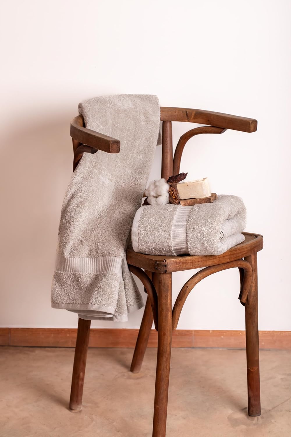 SALBAKOS 100% Turkish Cotton Extra Large Bath Sheet Set of 2 35x70 inch | Heirloom Quality | Hotel & Spa Collection | Soft, Absorbent Oversize Bath Towels | Made in Turkey (Stone, 2 Bath Sheets)