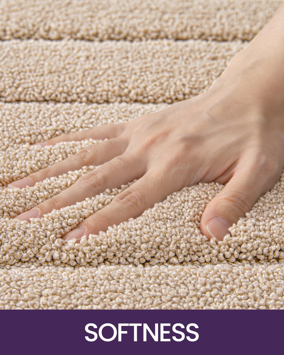 DEXI Bathroom Rug Set 2 Piece 32x20, Non Slip Washable Bath Mat for Shower Floor, Absorbent Soft Bathmat with Rubber Backing, Quick Dry Microfiber Carpet, Beige