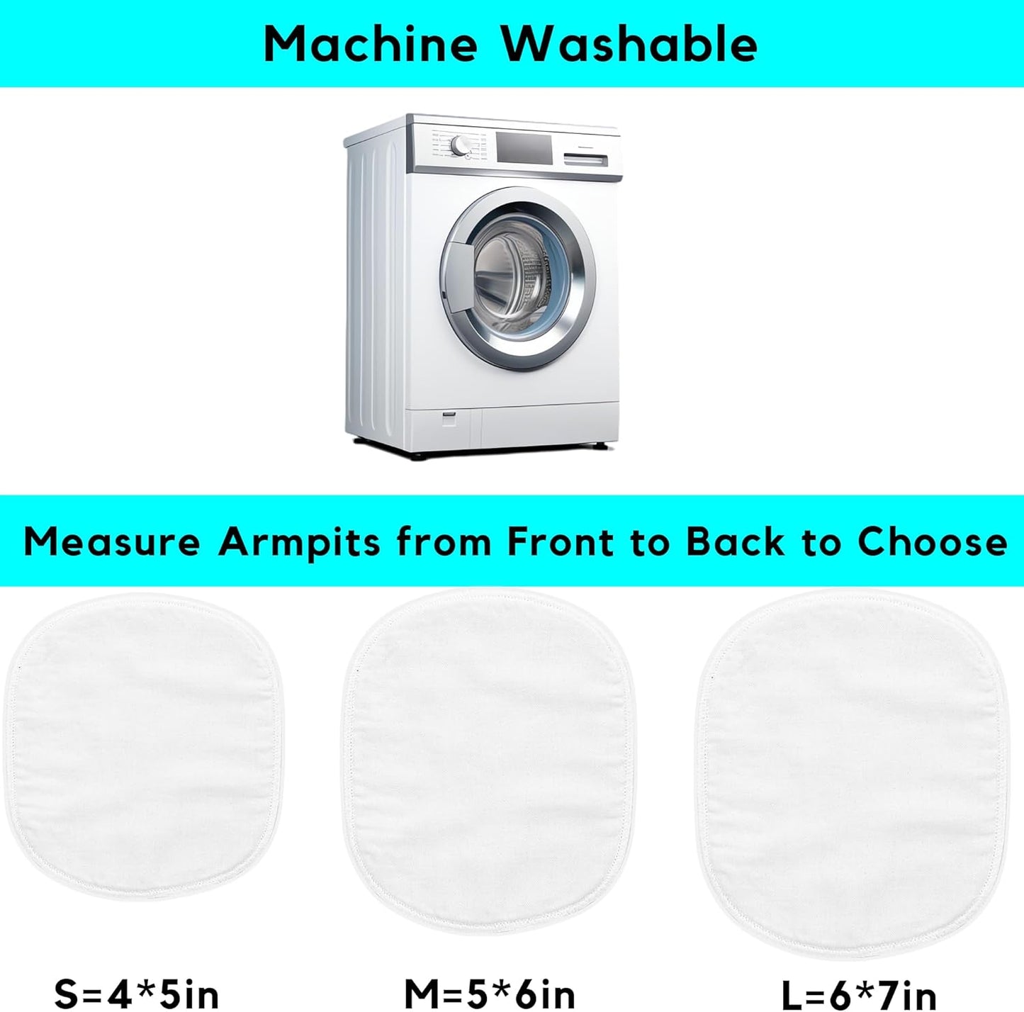 Reusable Armpit Sweat Pads Women Men, Underarm Sweat Pads for Sweat Stains, Machine Washable, 6 PCS (Small)