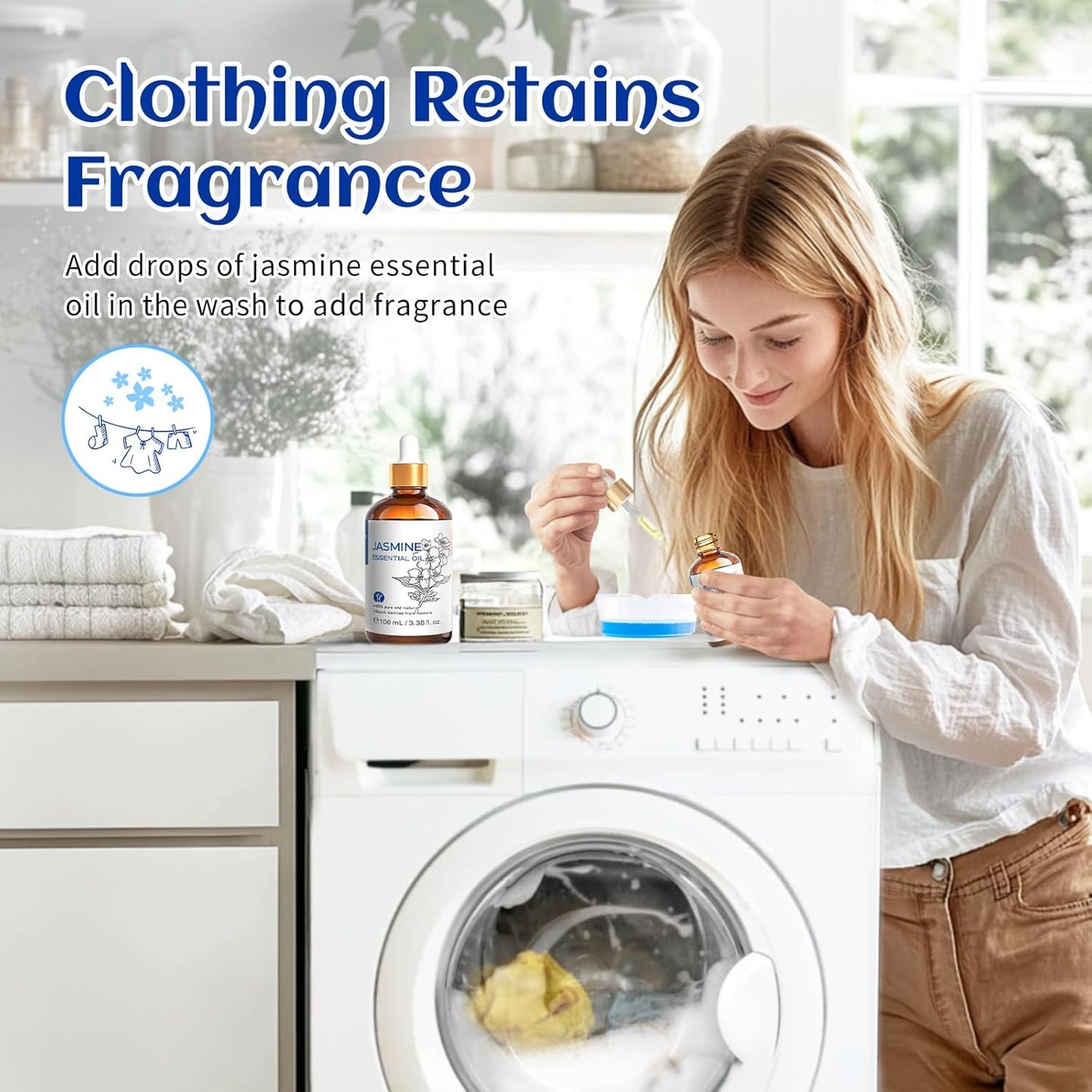 HIQILI Jasmine Essential Oil, Pure & Natural Jasmine Oil for Diffuser, Perfume, Shampoo, Aromatherapy