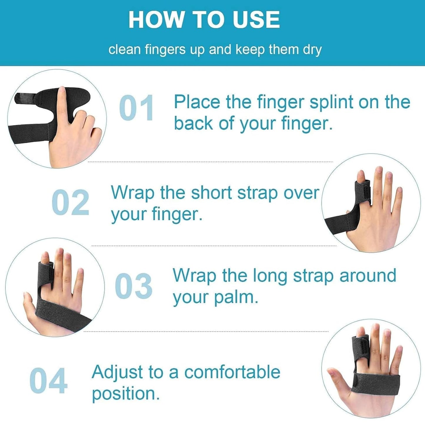 Sumifun Finger Brace, Trigger Finger Splint for Index Middle Ring Pinky Finger Arthritis Pain, Tendon Injury, Broken Mallet Finger Stabilizer Supports for Dislocated Knuckle Immobilizer Wrap,Black