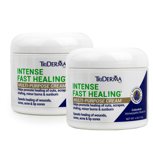 TriDerma Intense Fast Healing Cream, Decreases Healing Time for Minor Irritations, Rashes, Wounds, Cuts, Scrapes, Value Pack of 2-4 Ounce Jars