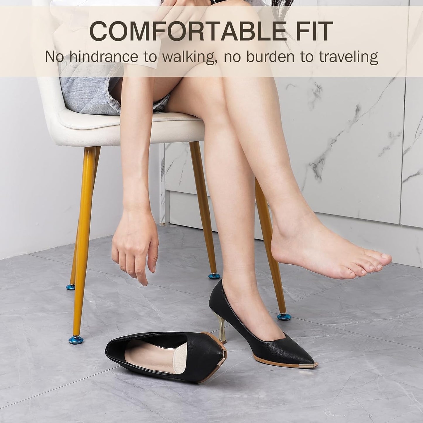 Metatarsal Pads Women, Gel Ball of Foot Cushions for Pain Relief in Shoes, Non-Slip Heel Inserts, One Size Fits All (2 Pairs, Clear)