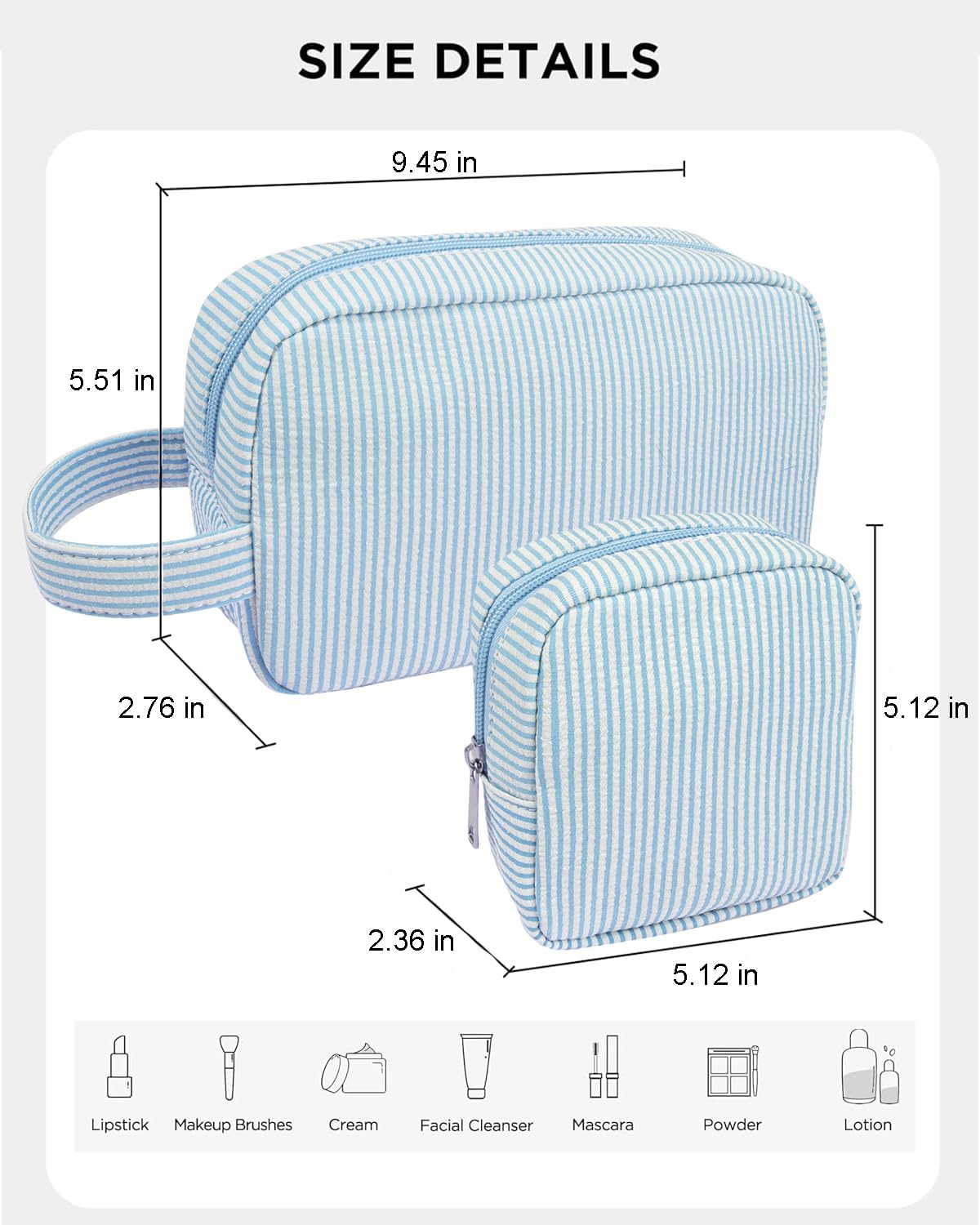 2Pcs Mini Makeup Bag, Small Makeup Pouches for Purse Cute Cosmetics Bag Pouch with Slip-in Pockets Small Travel Toiletry Bag Zipper Makeup Aesthetic Accessories Storage Bag