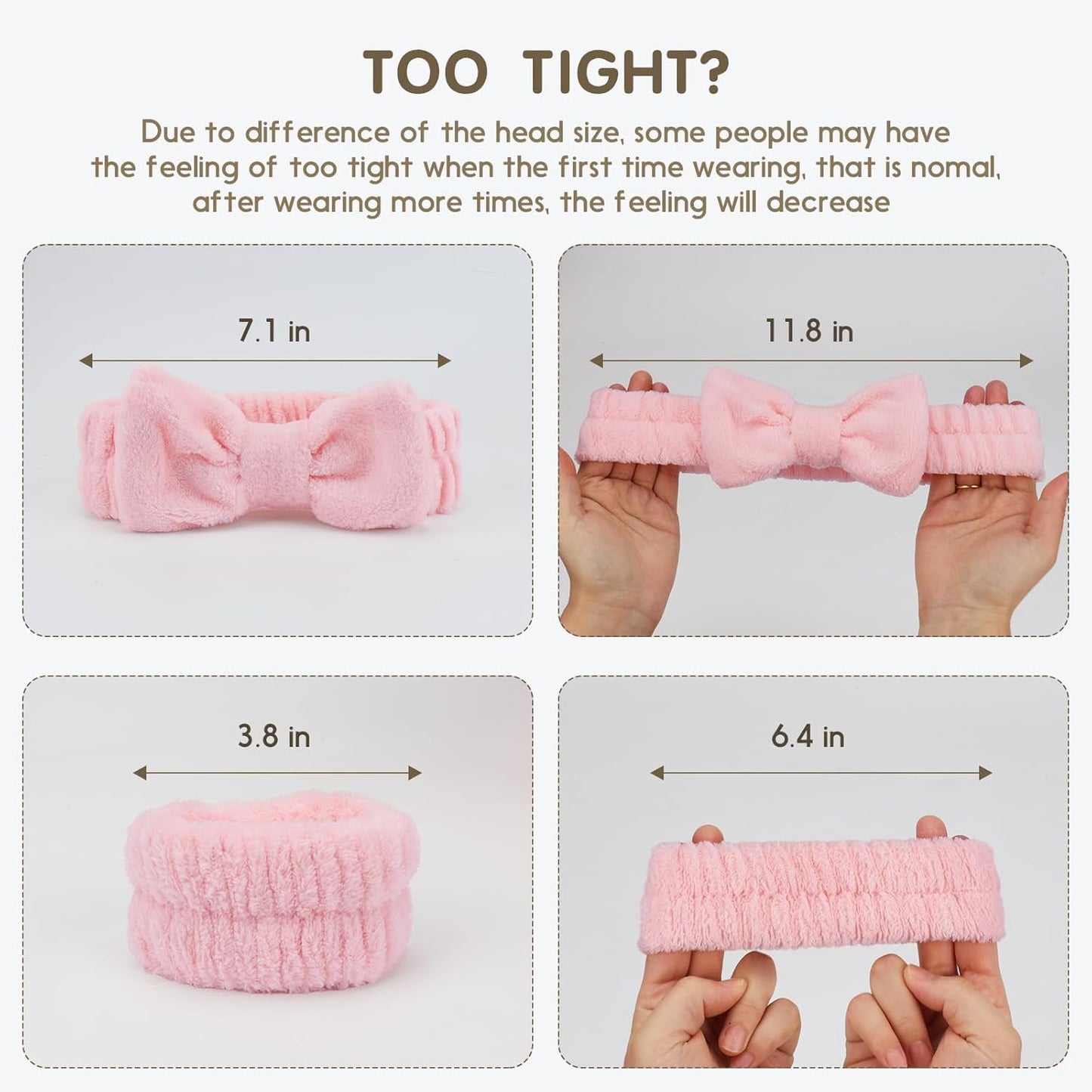 WSYUB Spa Headband and Wristbands for Face Washing,Face Wash Headband and Wristband Set,Black and Pink,6pcs