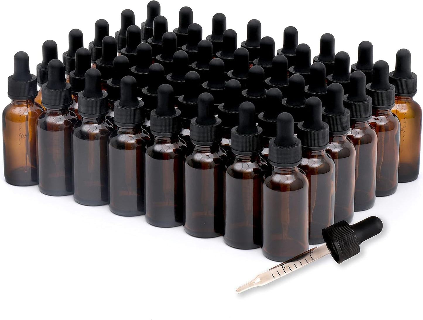 48 Pack,1oz Glass Dropper Bottle, Amber Tincture Bottles with Dropper,Pretty Finish for All Kinds of Liquids,Oil Bottles for Hair- Stronger Suction ideal for Leakproof Travel