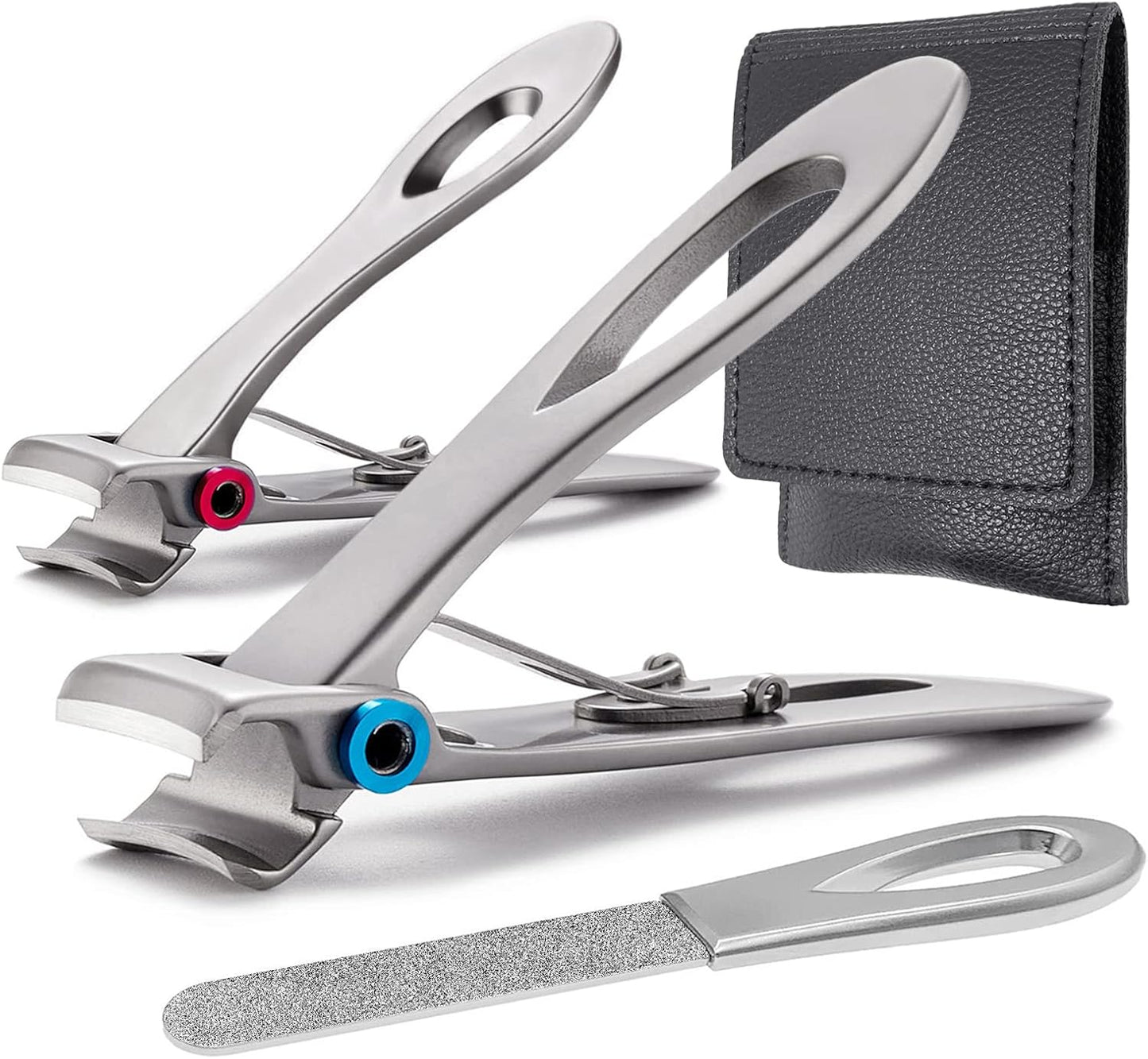 Large and Small Nail Clippers Set, Toenail Clippers for Thick Toenails, Wide Jaw Opening Heavy Duty Stainless Steel Toe Nail Clippers for Seniors, Men & Women