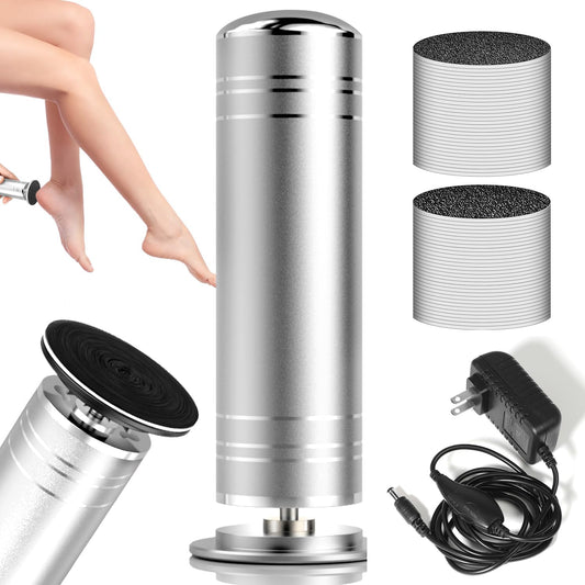krofaue Electric Foot Callus Remover - Professional Aluminum Foot File with 60pcs Sandpaper Disk, Adjustable Speed Pedicure Tool for Dead Skin at Home Salon