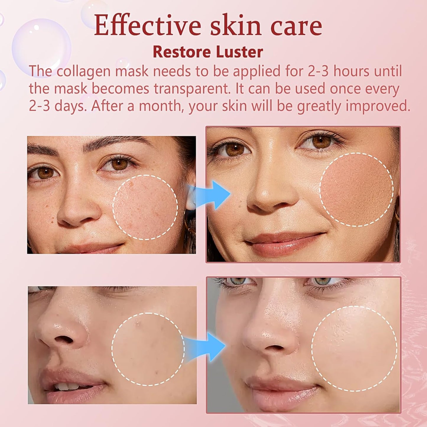 5PCS Collagen Face Mask, Collagen Mask Overnight, Hydrating Overnight Hydrogel Mask, Hydrating, Firming, Pore Minimizing, Elasticity Improvement, for All Skin Types, Christmas Gifts for Women