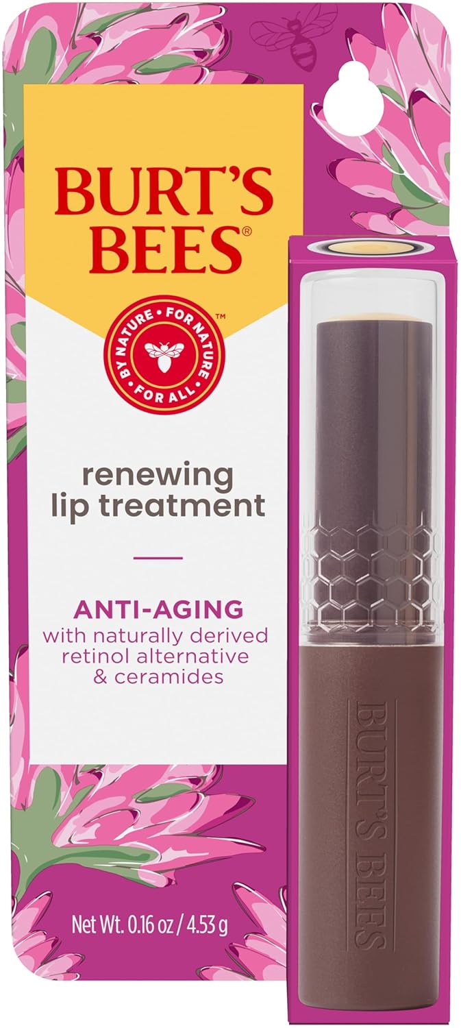 Burt’s Bees Renewing Lip Treatment, With Naturally Derived Retinol Alternative and Ceramides, Lip Treatment With Responsibly Sourced Beeswax, Tint-Free, Anti-Aging, 0.16 oz.