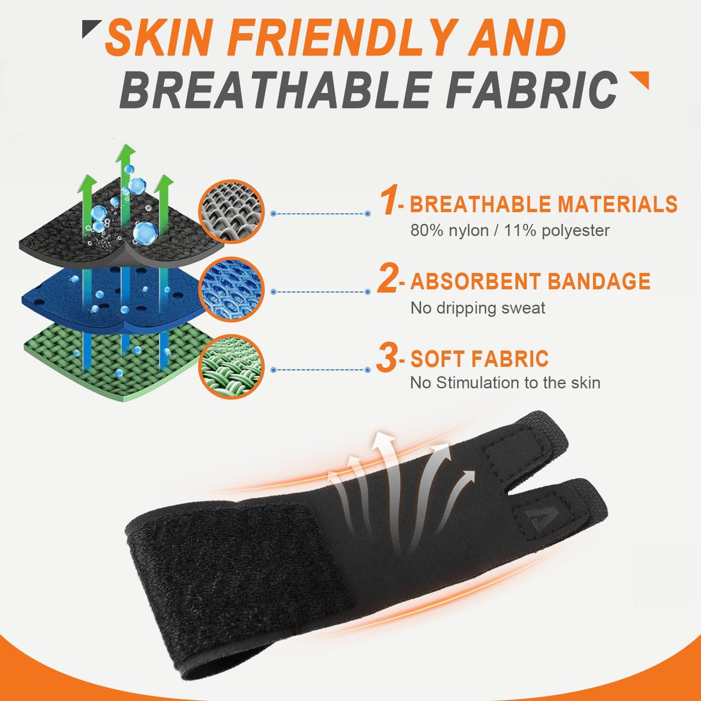 2PCS Finger Splints (No Metal Support) – Adjustable Neoprene Finger Straps/Wraps for Arthritis, Tendonitis & Athletic Stress Relief, Compression Tape for Sports (Basketball, Tennis, Volleyball, Badminton, Golf) – Double Finger Design, M