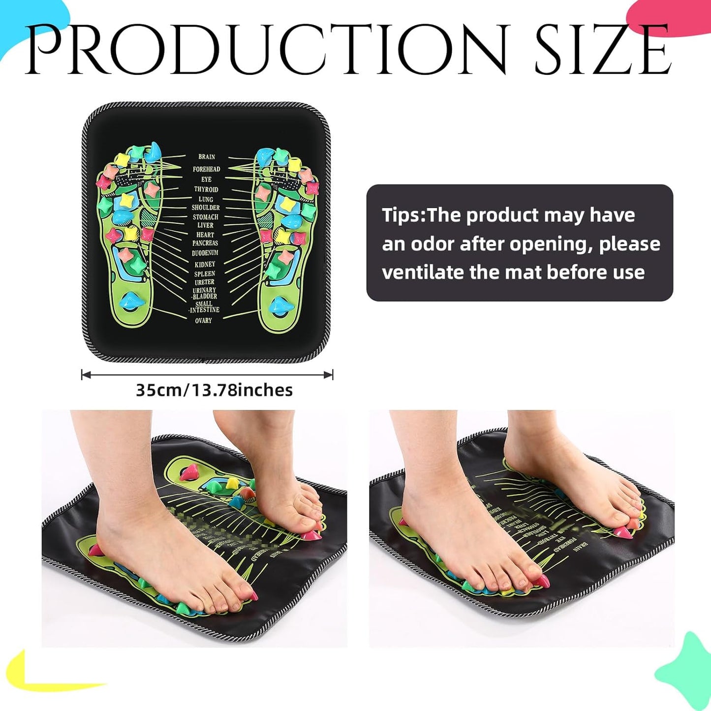 TrelaCo Foot Massage Mat Reflexology Walk Stone Road Foot Massage Acupoint Mat for Acupressure Relaxes for Long Sitting Elderly Students and Office Workers (13.78 x 13.78 Inches)