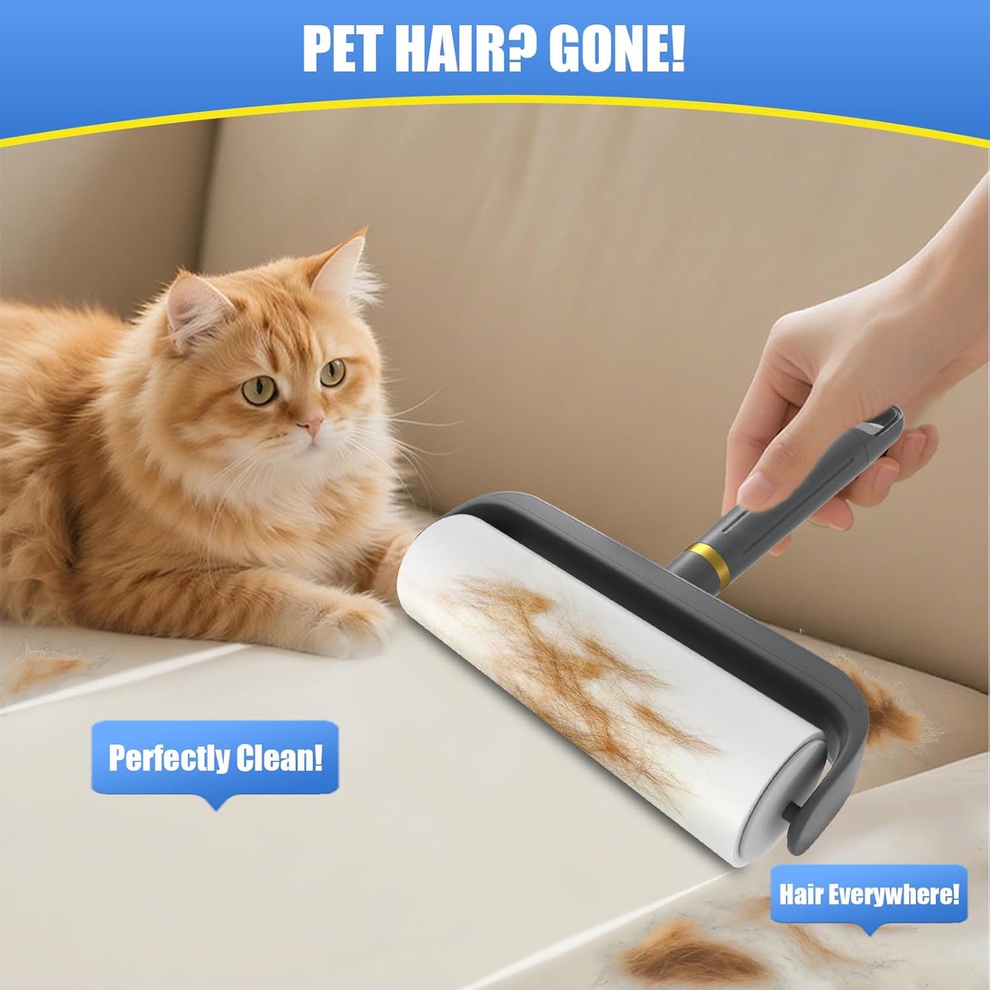 COBETE 6 Rollers Total 600 Sheets Extra Sticky Lint Roller Refills, for 6.3" Dog and Cat Lint Remover for Clothes, Couch, Furniture