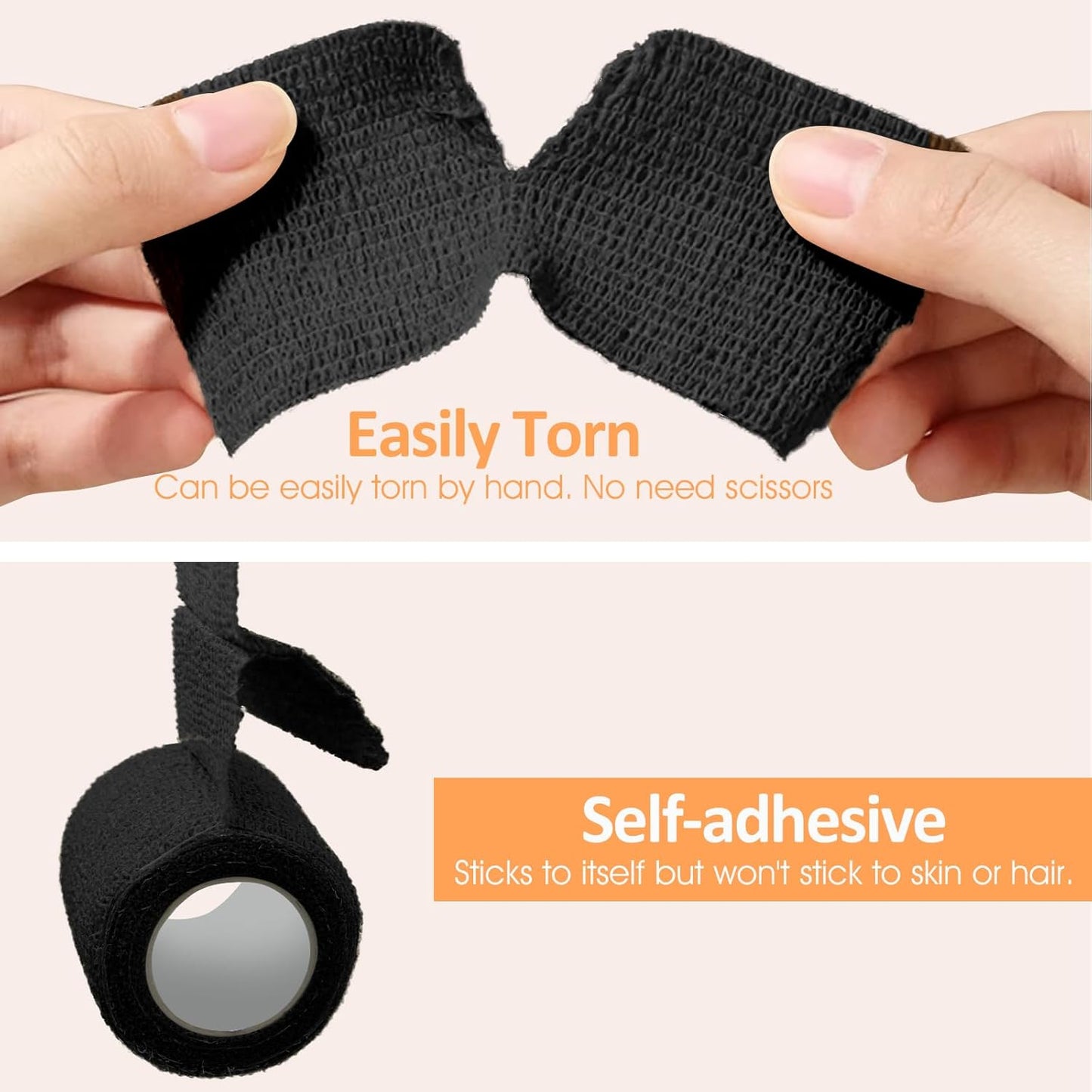 1"/2"/3" Self Adhesive Bandage Wraps, 9 Pack Black Self Adherent Cohesive Bandages Wrap for Wounds, Vet Wrap, Ankle Tape, Tattoo Tape Wrap, Medical Tape, Color Athletic Tape