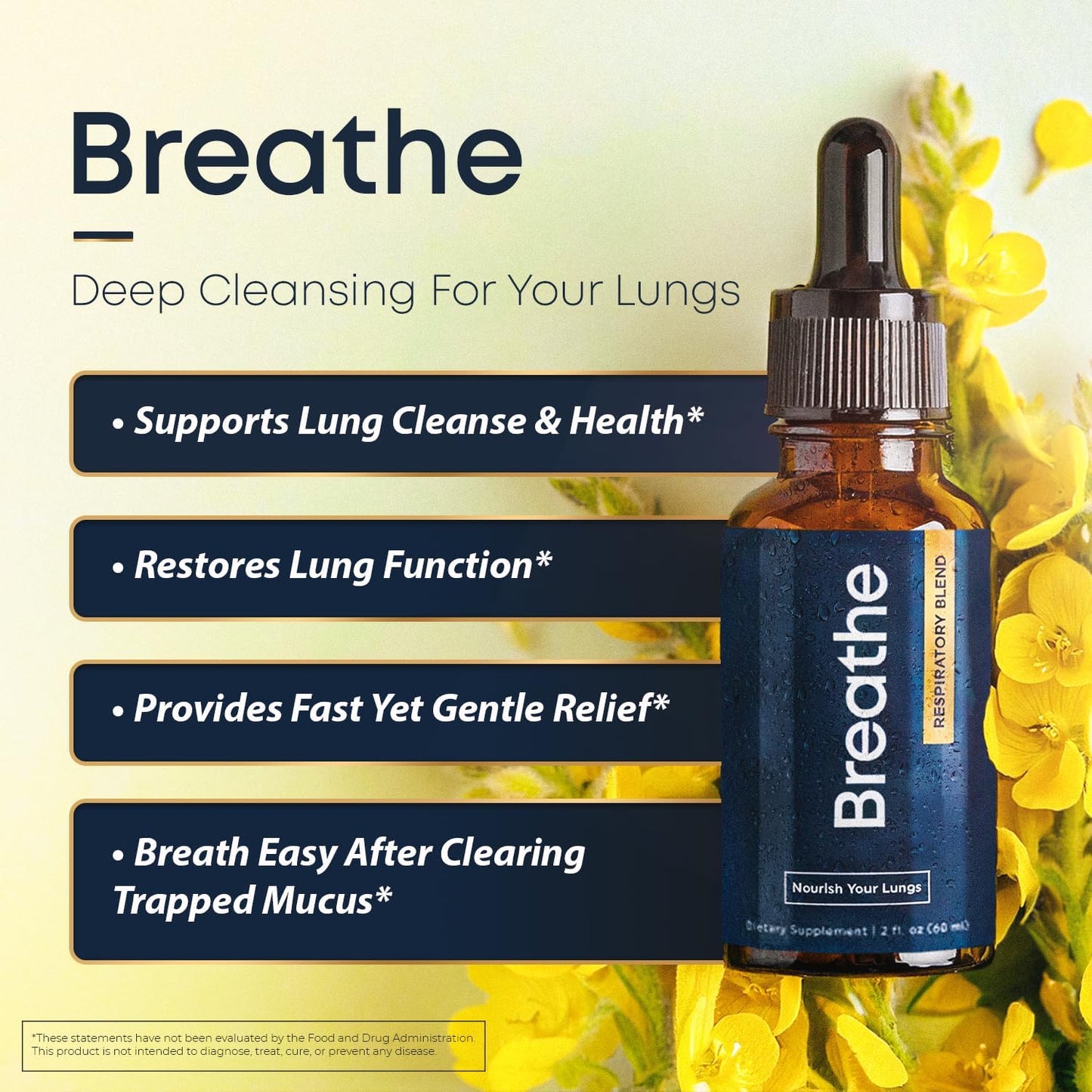 BREATHE 8-IN-1 Mullein Drops for Lungs & Airways (2 fl. oz.): Peppermint, Thyme, & Mullein Leaf Extract for Lungs Detox for Smokers - Break up Mucus & Breathe Clear - GMO-Free & Made in USA