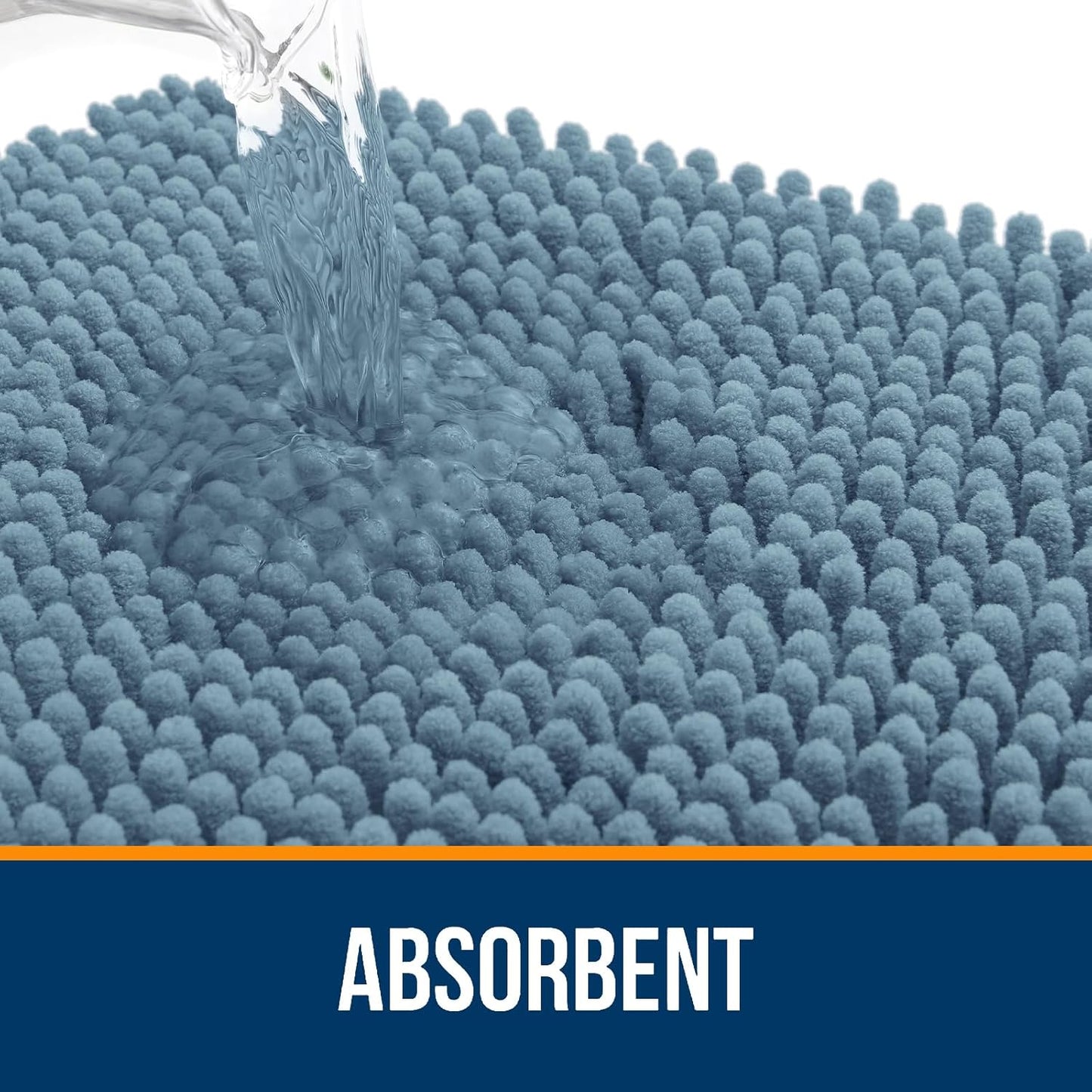 OLANLY Bathroom Rugs 59x20, Extra Soft Absorbent Chenille Bath Rugs, Rubber Backing Quick Dry, Machine Washable Bath Mats for Bathroom Floor, Tub and Shower, Home Decor Accessories, Airy Blue