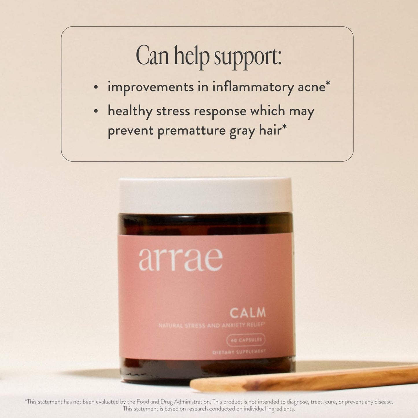 Arrae Calm Cortisol Manager - 60 Stress & Panic Relief Capsules - Mood Support Supplement w/L-Theanine, Inositol, Passionflower, & Magnesium to Help You Feel Zen