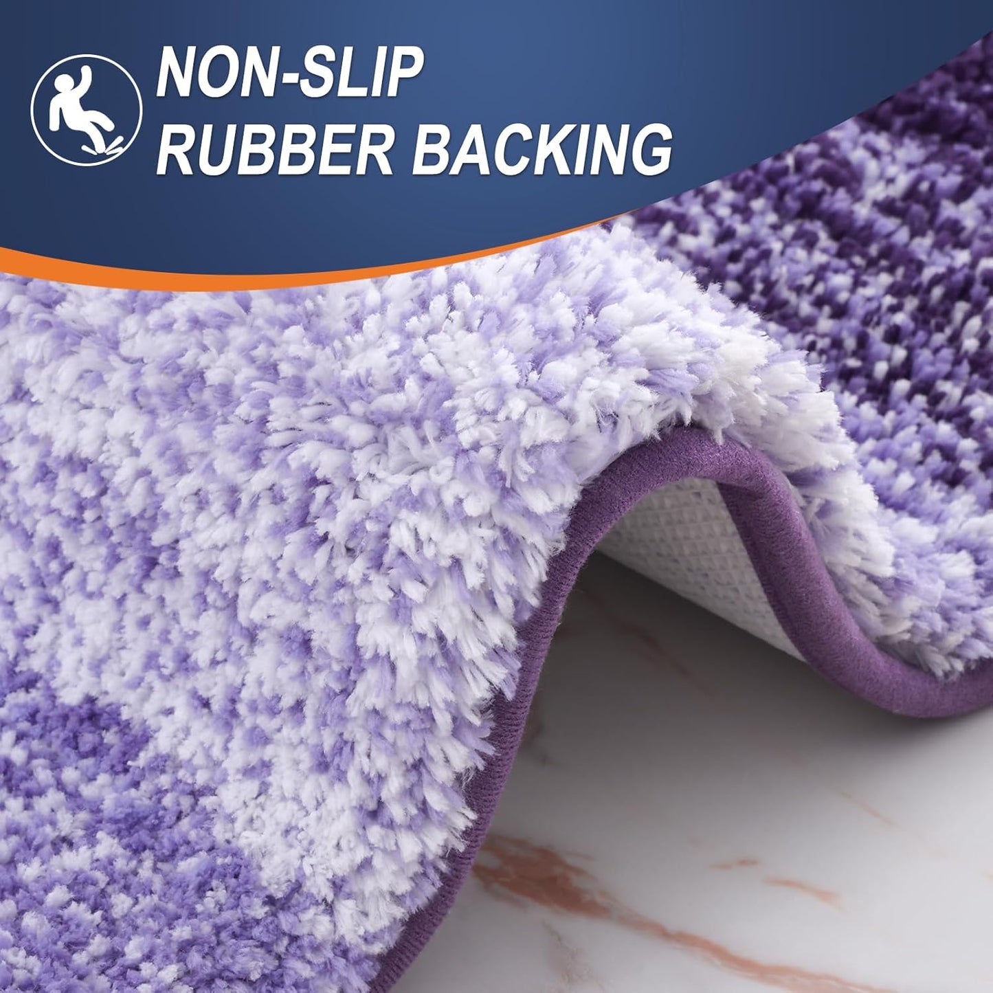 OLANLY Bathroom Runner Rugs 44x24, Extra Soft Absorbent Microfiber Bath Rugs, Rubber Backing, Quick Dry, Machine Washable Bath Mats for Bathroom Floor, Tub and Shower, Home Decor Accessories, Violet