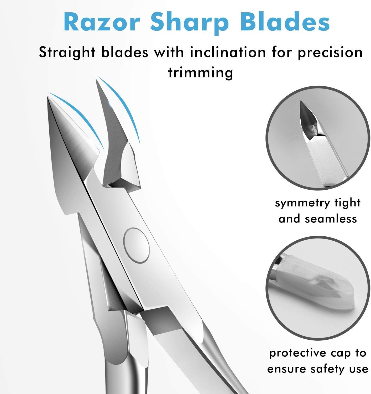 6 Packs Cuticle Trimmer with Pusher - Professional Stainless Steel Cuticle Nippers Cutter Clippers and Cuticle Remover Manicure Tools for Fingernails Toenails (silver)