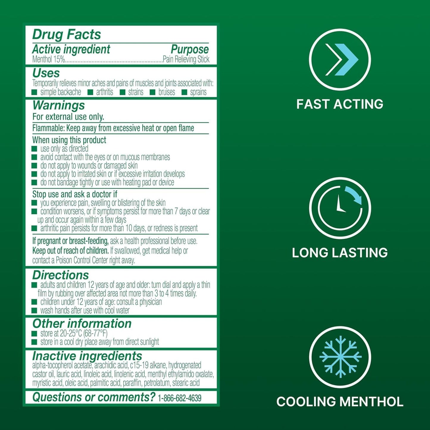 Biofreeze Dry Stick, Mess-Free Relief for Neck, Shoulder, Knee, Hip, Hand & Joint, Cooling Menthol Pain Relief Stick, 100+ Uses (Pack of 2)