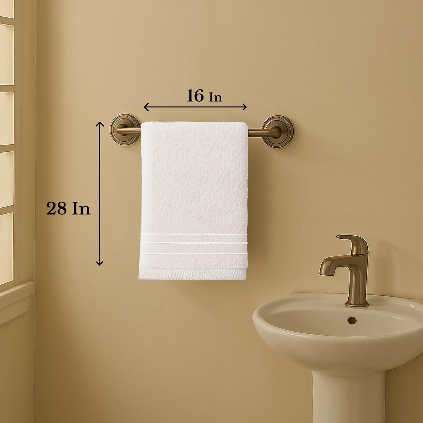 Casa Platino 4 Pack Hand Towels (16"x28") - Spa & Hotel Quality - 100% Cotton, Ring Spun - Quick Dry, Ultra Soft & Absorbent - Used for Salon, Gym, Bathroom, Face - Pre Shrunk - White Hand Towels Set