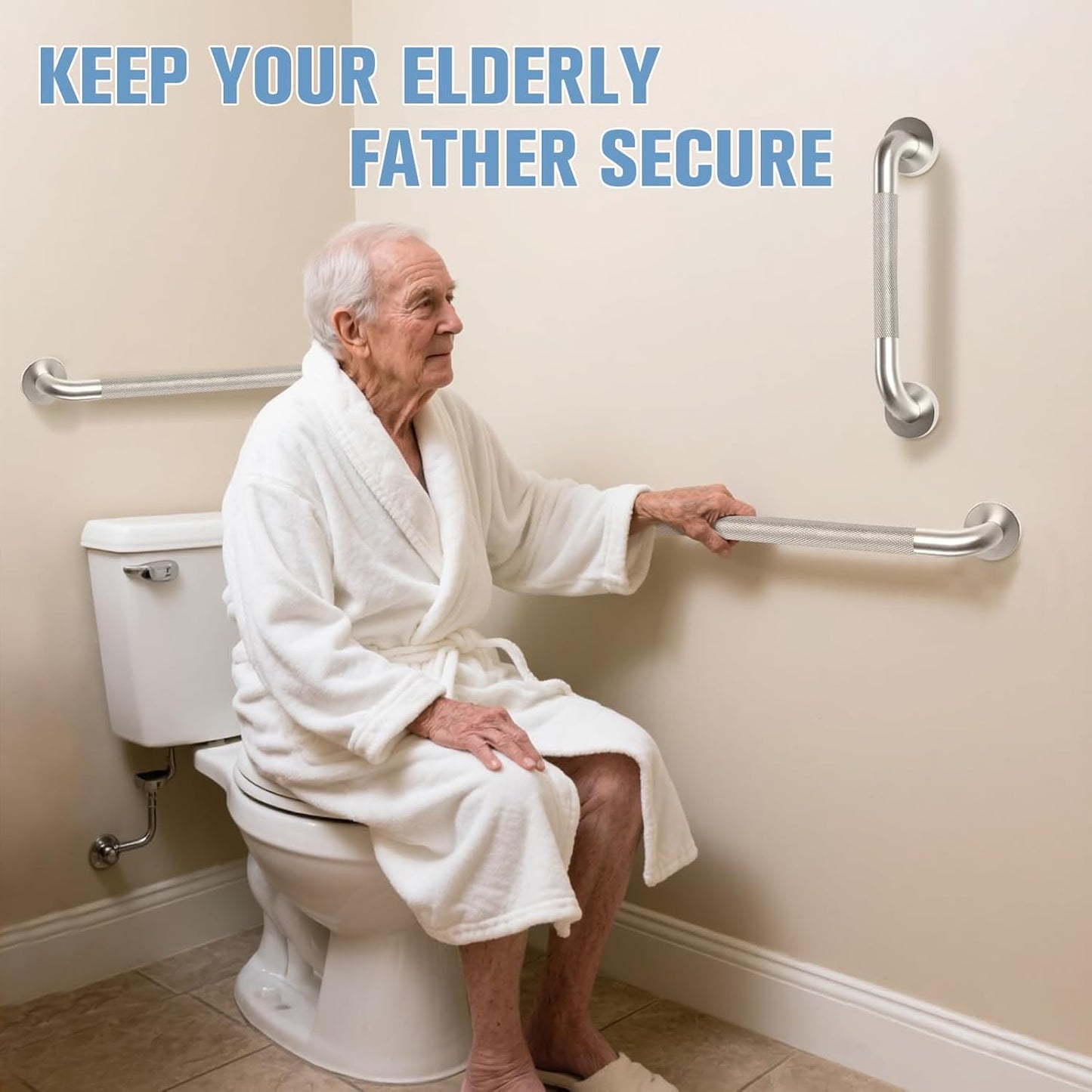 Grab Bars for Bathtubs and Showers 2 Pack 20'' Safety Grab Bar, Heavy Duty Shower Handle Bath Handrails for Seniors and Elderly, Bathroom Safety Grip