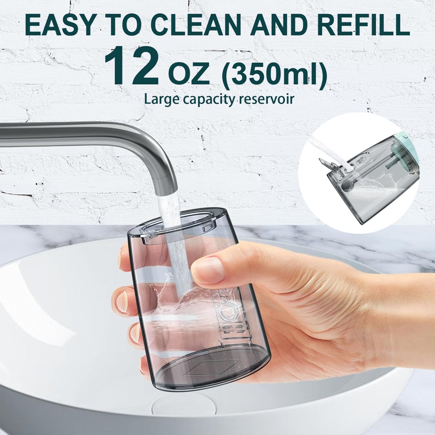 Water Dental Flosser for Teeth - 350ML Large Tank 5 Modes & 6 Tips Cordless, Oral Irrigator Waterproof, Portable Teeth Cleaning and Flossing with Effective Plaque Remover for Adults (Green)