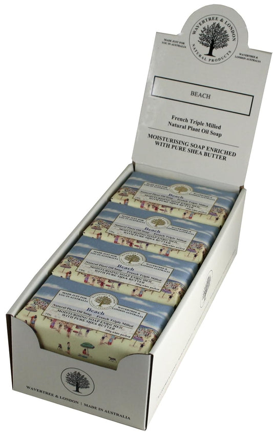 Wavertree & London Beach Scented Natural Soap (8 Bars), 7oz Moisturizing French Triple Milled Soap Bars enriched with shea butter - Pure Plant Oil Bath & Body Bars for All Skin Types