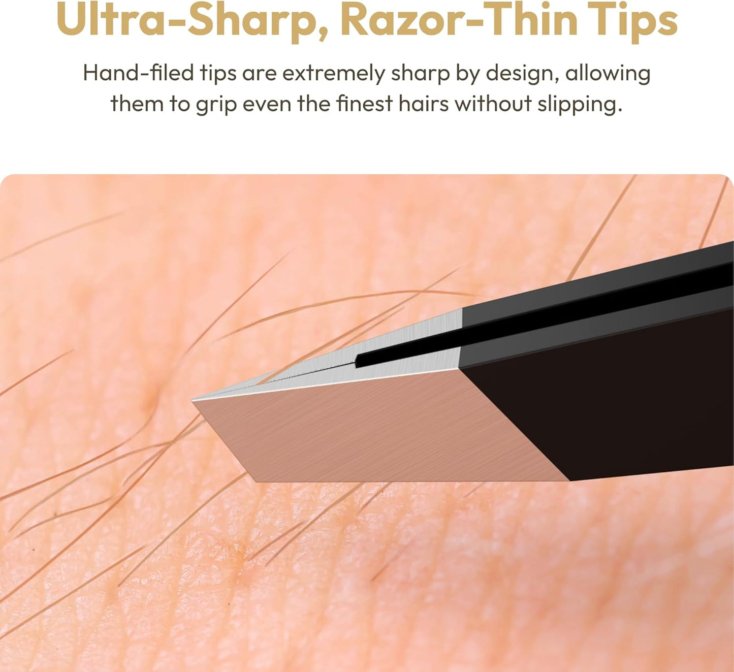 Ultra-Precision Professional Slant Tweezers for Women Facial Hair - German Stainless Steel, Lightweight Black Tweezers for Women & Men, Ideal for Eyebrow & Facial Grooming (Matte Black)