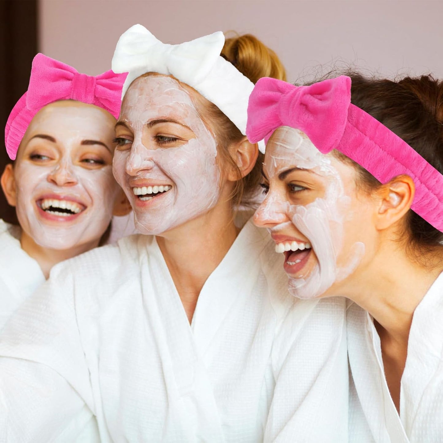 CIEHER 8 Pcs Hairbands for Bachelorette Party Favors - 1 White + 7 Hot Pink, Hair Accessories for Bride Bridesmaid, Securing Hair for Skincare Makeup, Spa, Yoga, Sports, Home, Law and Other Occasions