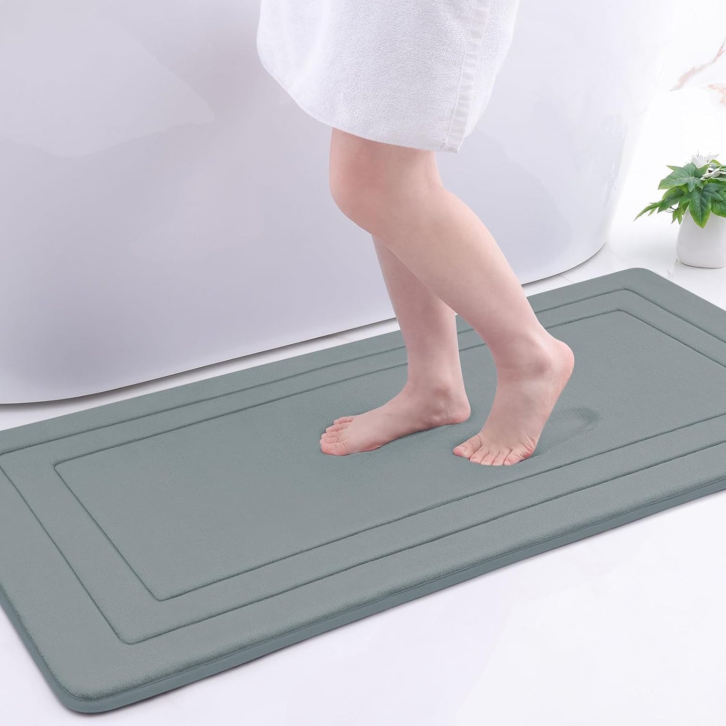 Arotive Memory Foam Bathroom Rug Mat 47x24, Ultra Soft and Absorbent Bath Mat, Machine Wash Dry, Comfortable Bath Rug Carpet for Bathroom Floor, Tub and Shower, Grey