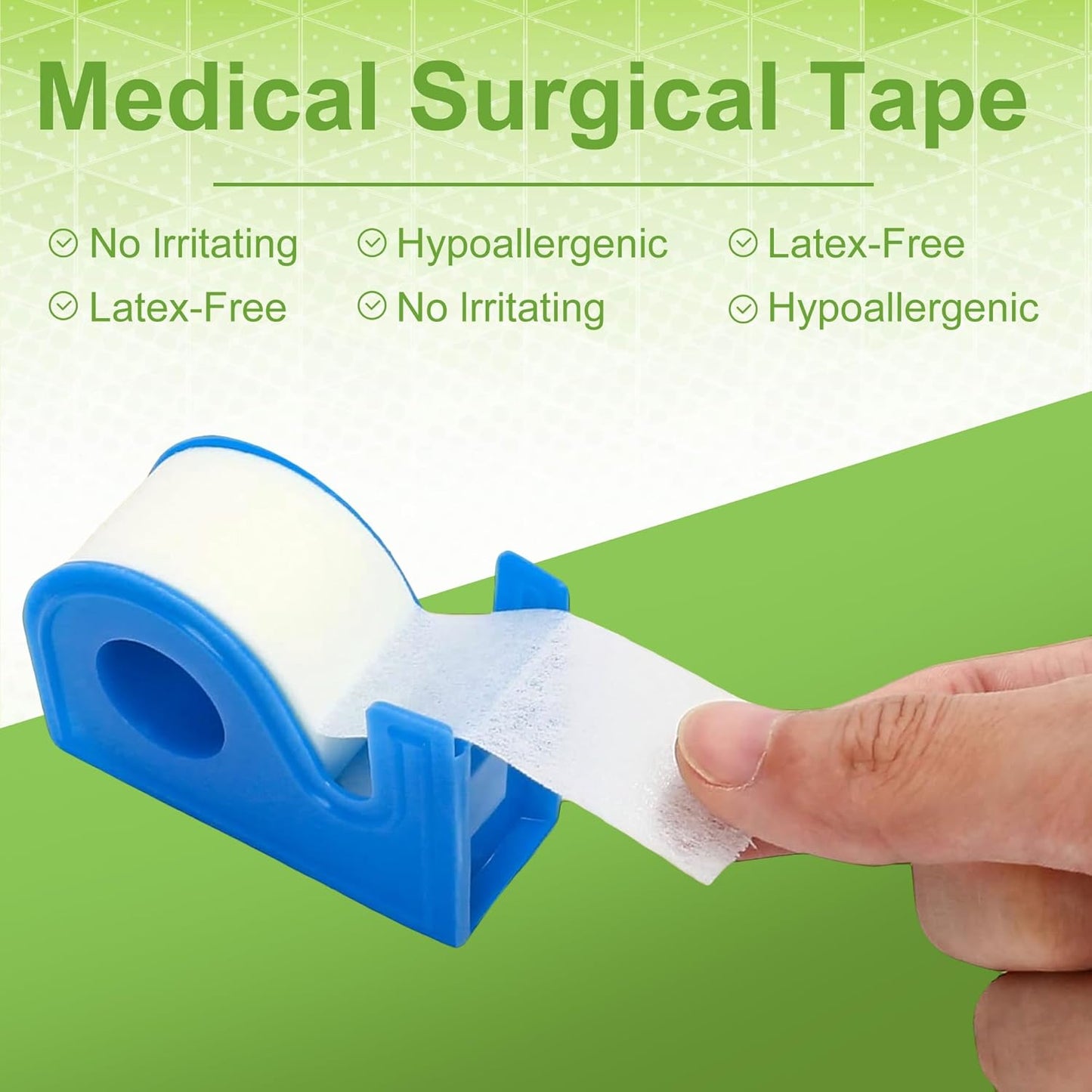 2 Rolls Surgical Medical Tape with Dispenser 2 Each, 1 Inch X 10 Yard Paper Tape Medical, Wound First Aid Tape, meedical Tape White, NonSterile