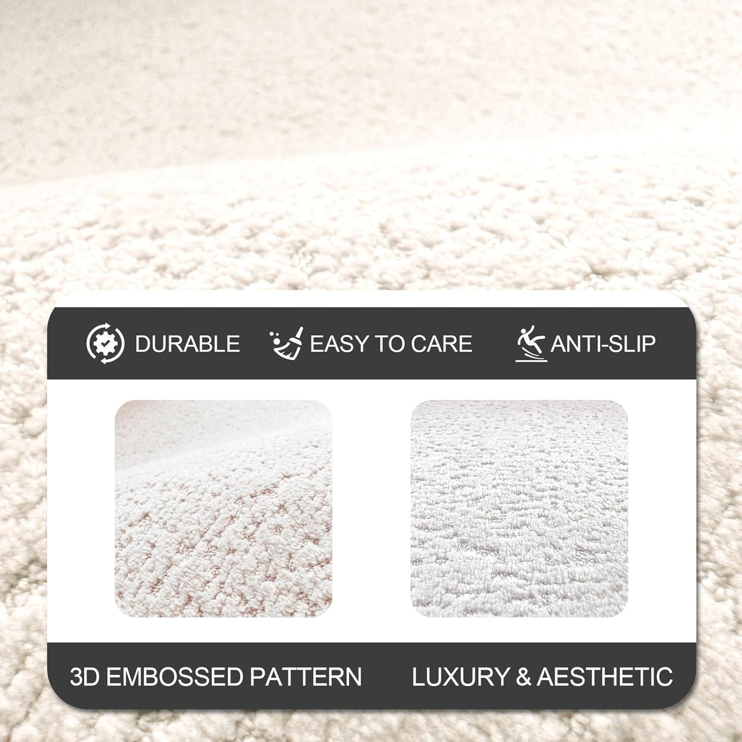 Bath Mat-Non-Slip Bathroom Floor Mats-Absorbent Quick Dry Low Pile Bathroom Rugs Fit Under Door-Bath Rug for Sink,Bathtub,Shower Room,17"×24",White