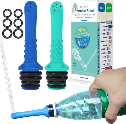 2PCS Backpacking Bidet - Portable Bidet for Toilet - Travel Bidets , Universal Shower Pipe for Traviling, Compatible with Every Bottle. Discreet,Ecological,Mini, Elderly,Sprayer,Personal,Handheld