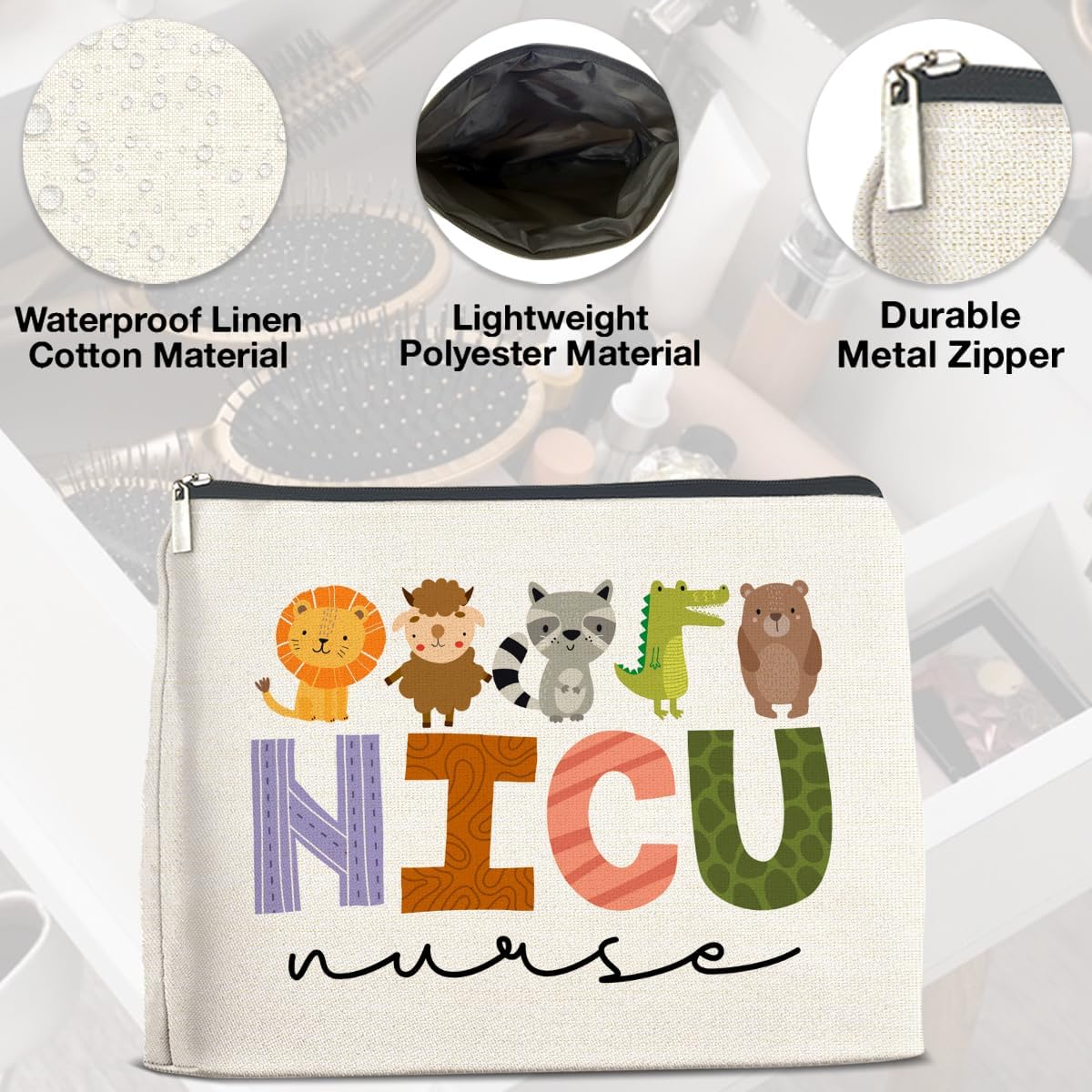 Nicu Nurse Makeup Bag Gifts for Women Nursing Gift Nicu Nurse Cosmetic Bag Zipper Pouch