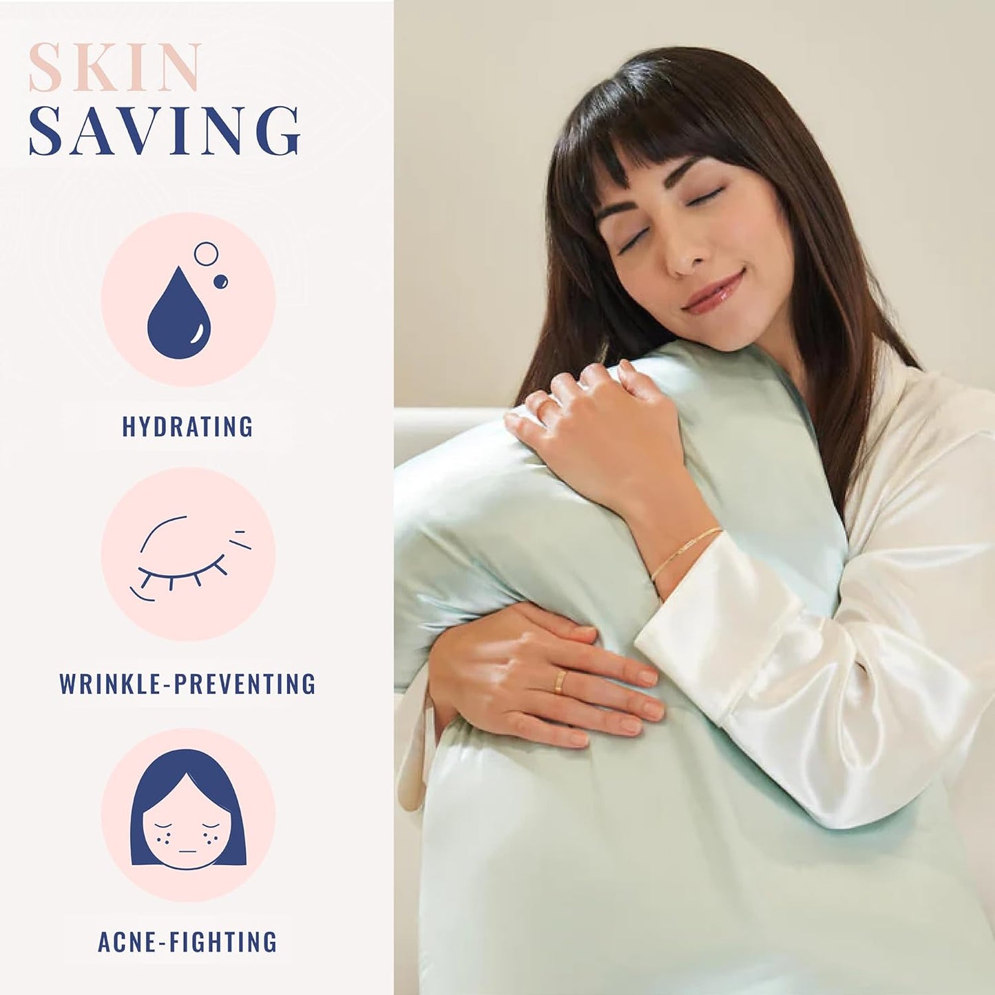 Blissy Silk Pillowcase - 100% Pure Mulberry Silk - 22 Momme 6A High-Grade Fibers - Silk Pillow Cover for Hair & Skin - Regular, Queen & King (Mint, Queen)