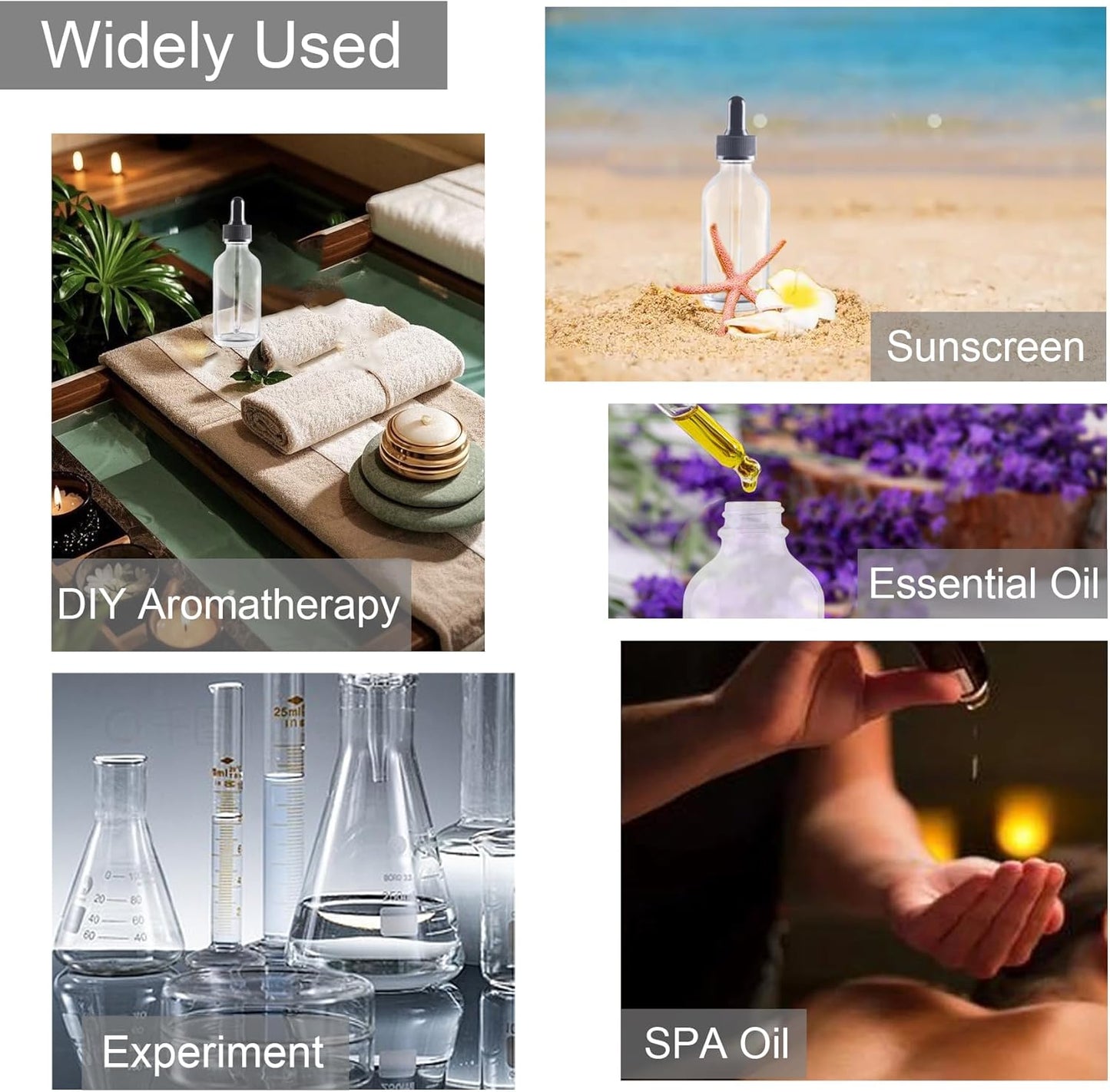 36 Pack 2oz Clear Glass Dropper Bottles, Glass Eye Dropper Bottles for Essential Oils, Perfumes, Laboratory Use (Clear, 2oz-36Pack)