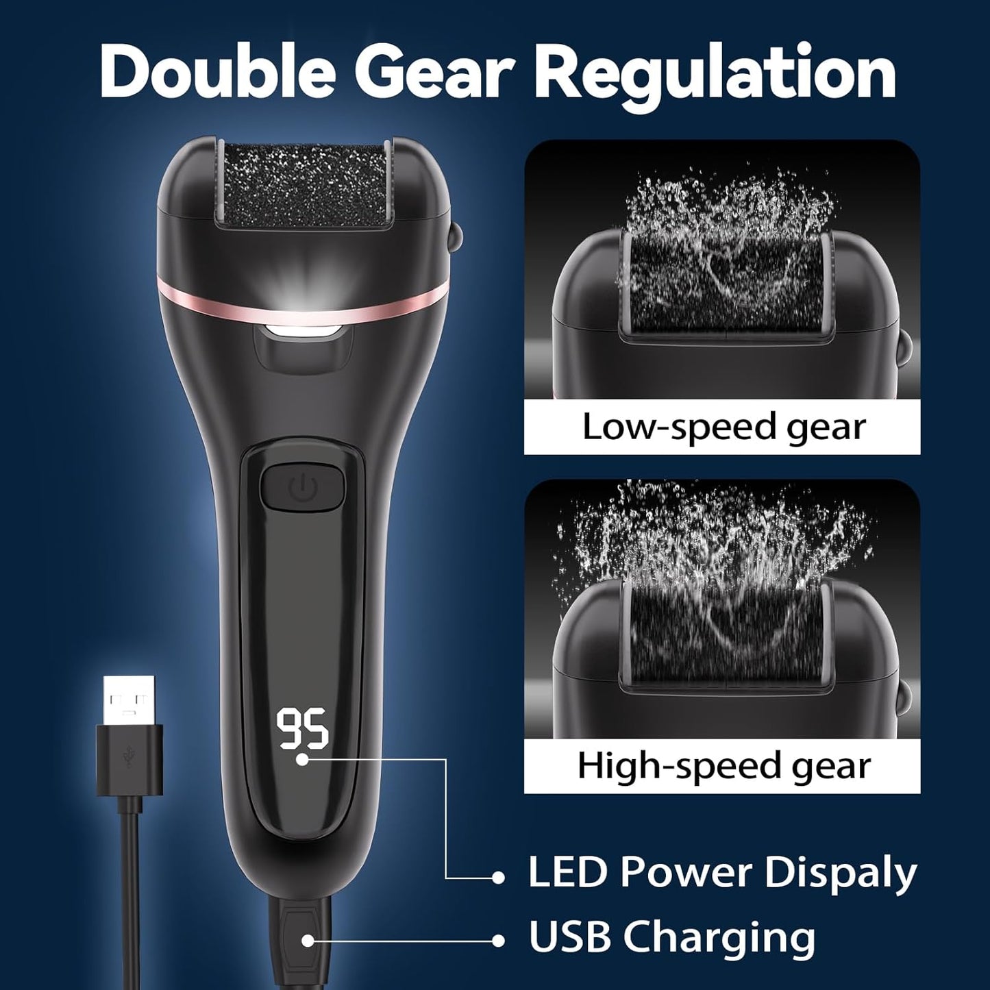 Electric Callus Remover for Feet with 6 Roller Heads 2 Speed Rechargeable Waterproof Foot File Pedicure Kit Foot Spa Products