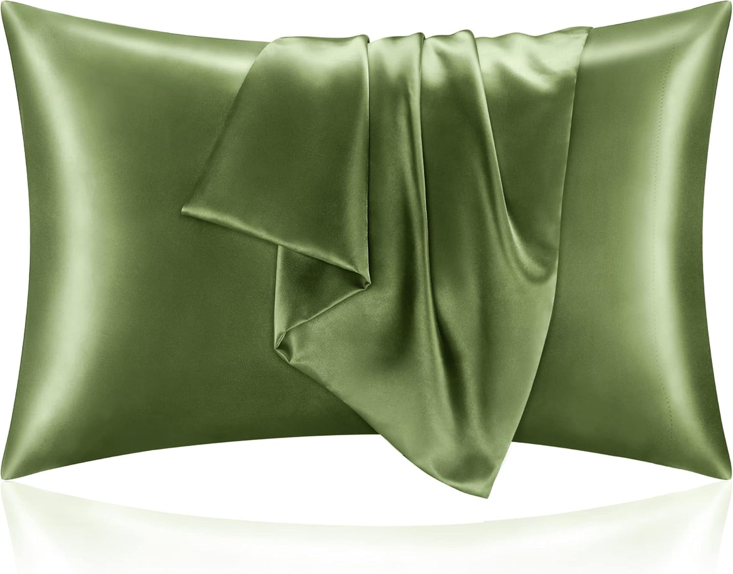 BEDELITE Satin Pillowcase for Hair and Skin, Super Soft and Cooling Similar to Silk Pillow Cases 2 Pack with Envelope Closure, Gift for Women Men(20"x40" King Size, Cedar Green)
