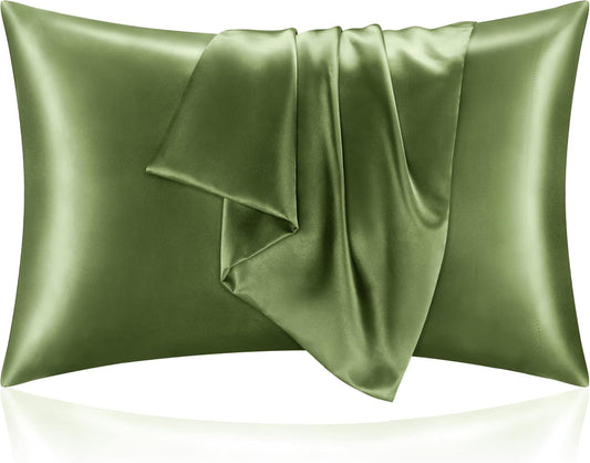 BEDELITE Satin Pillowcase for Hair and Skin, Super Soft and Cooling Similar to Silk Pillow Cases 2 Pack with Envelope Closure, Gift for Women Men(20"x36" King Size, Cedar Green)